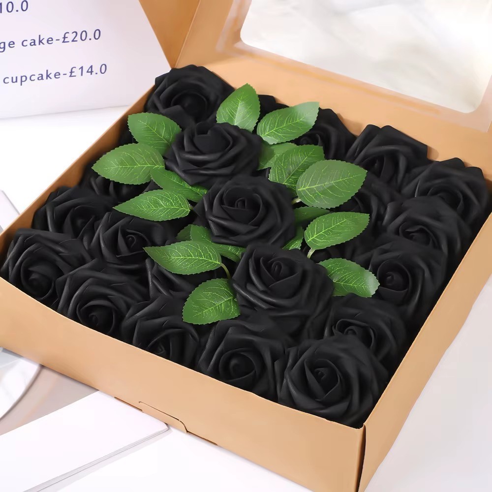 25PCS Artificial Foam Rose Flowers DIY Wedding Party Home Floral Decoration 7cm