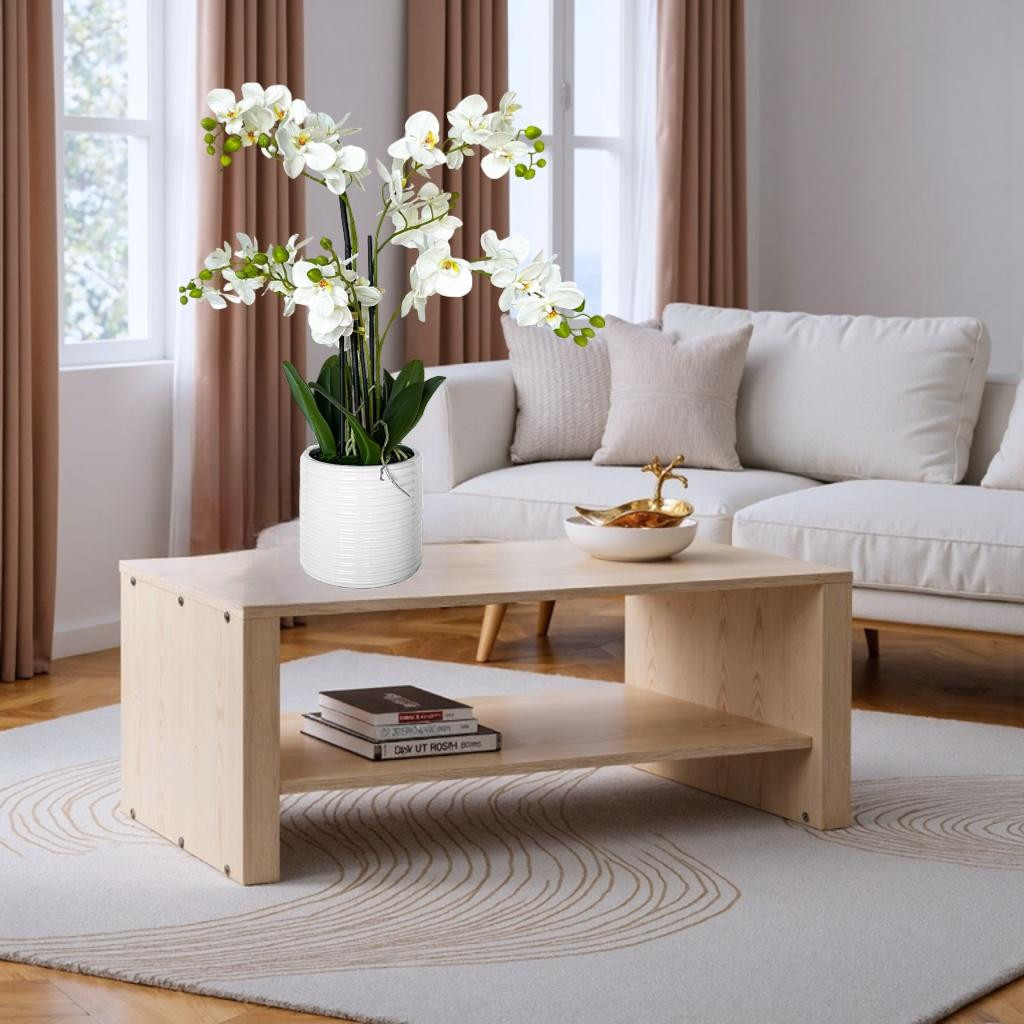 Artificial Orchid Flower Arrangement with Ceramic Pot Home Decor Tabletop Plante