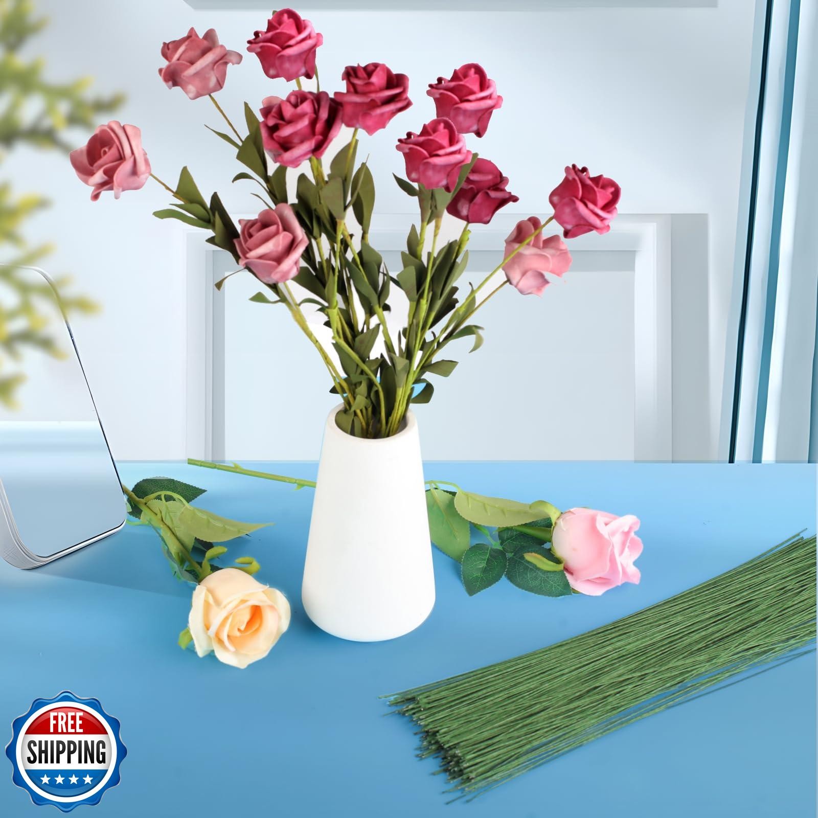 Phinus Flower Stems 250P, 13.8 Inch Artificial Flower Stems, Dark Green Flowe