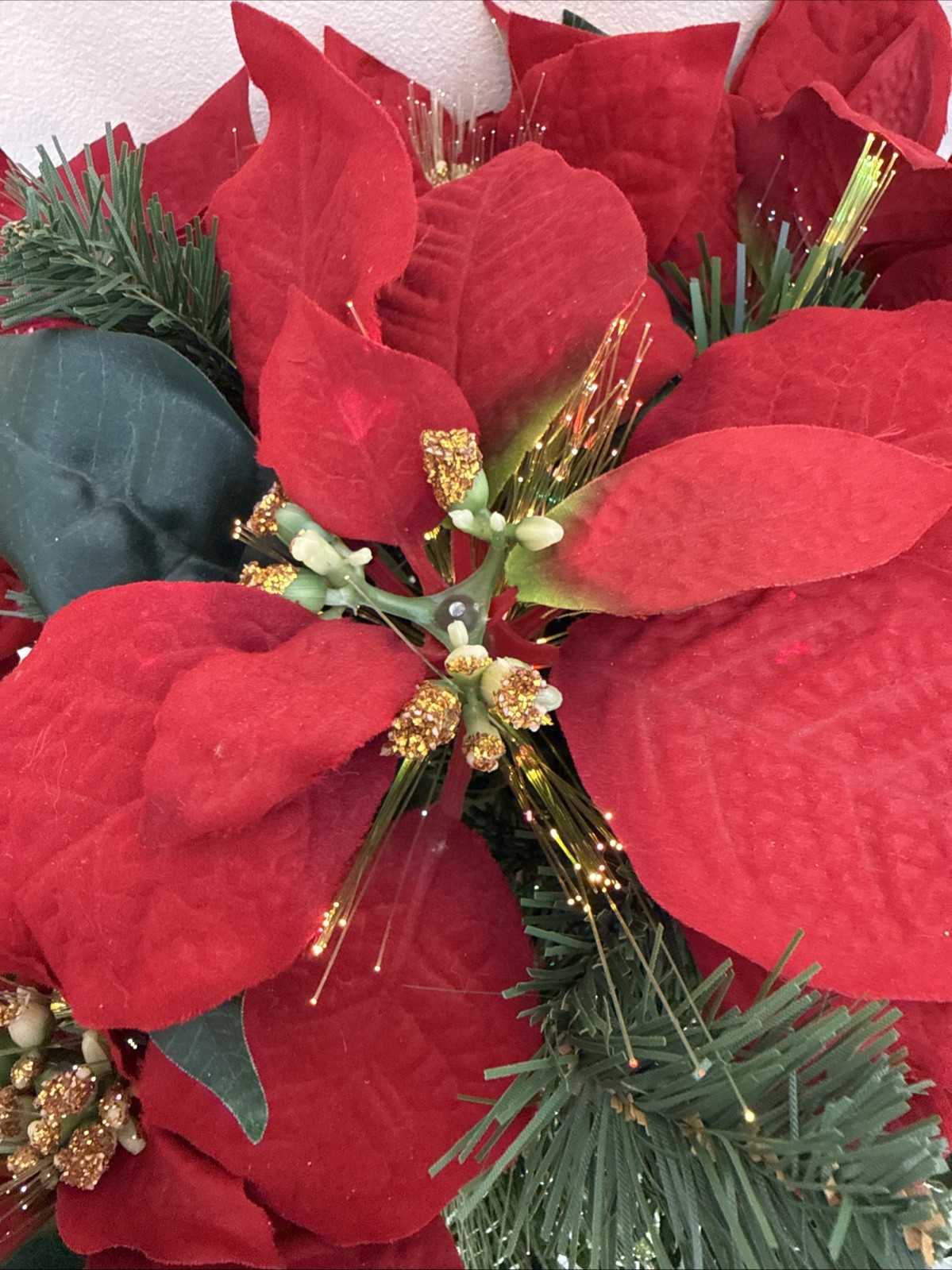 16” Fiber Optic Color Changing Poinsettia Flower Arrangement by Holiday Time