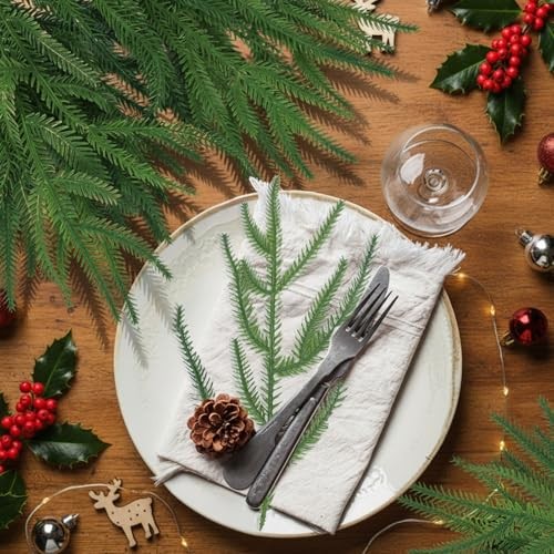 Christmas Norfolk Pine Stems, 18″ Real Touch Artificial Evergreen 24 PCS
