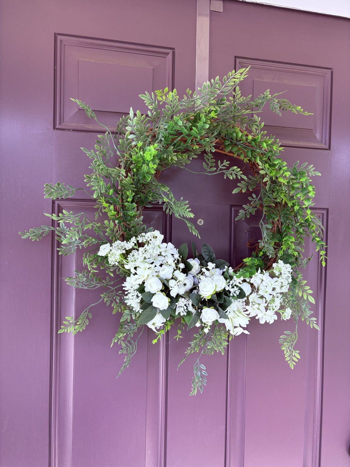 Spring, Summer or Any Occasion Handcrafted Faux / Plastic White flowers Wreath