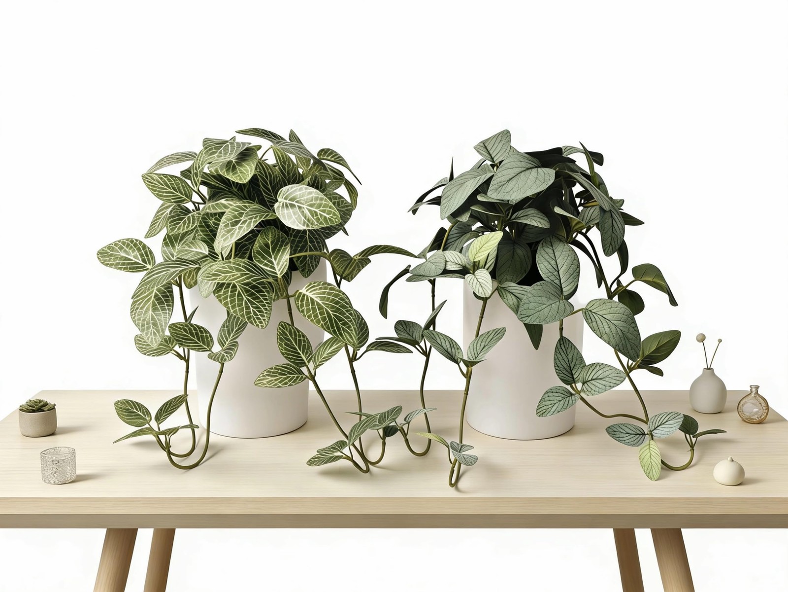 2 PCS Artificial Potted Plants 35cm Realistic Faux Greenery White Pot Decor