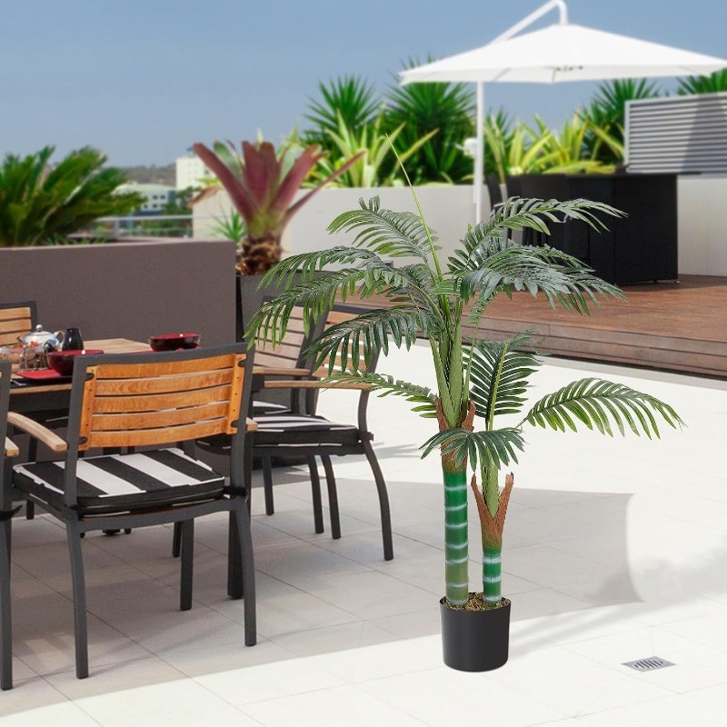 4FT Artificial Palm Tree w/Adjustable Leaves, Decoration Plants for Home Office