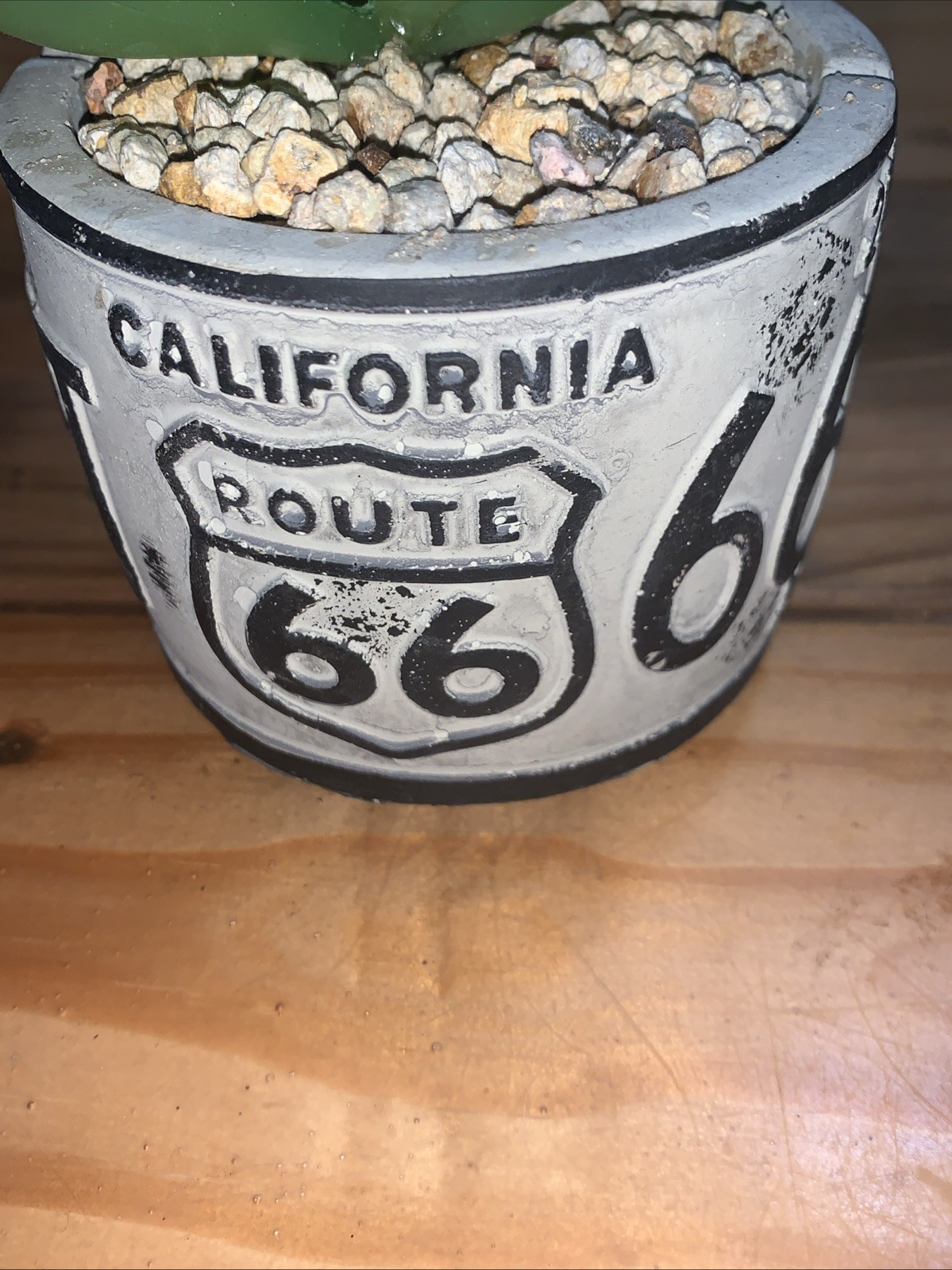 California Route 66 succulent potted artifical plants License plate design IVORY