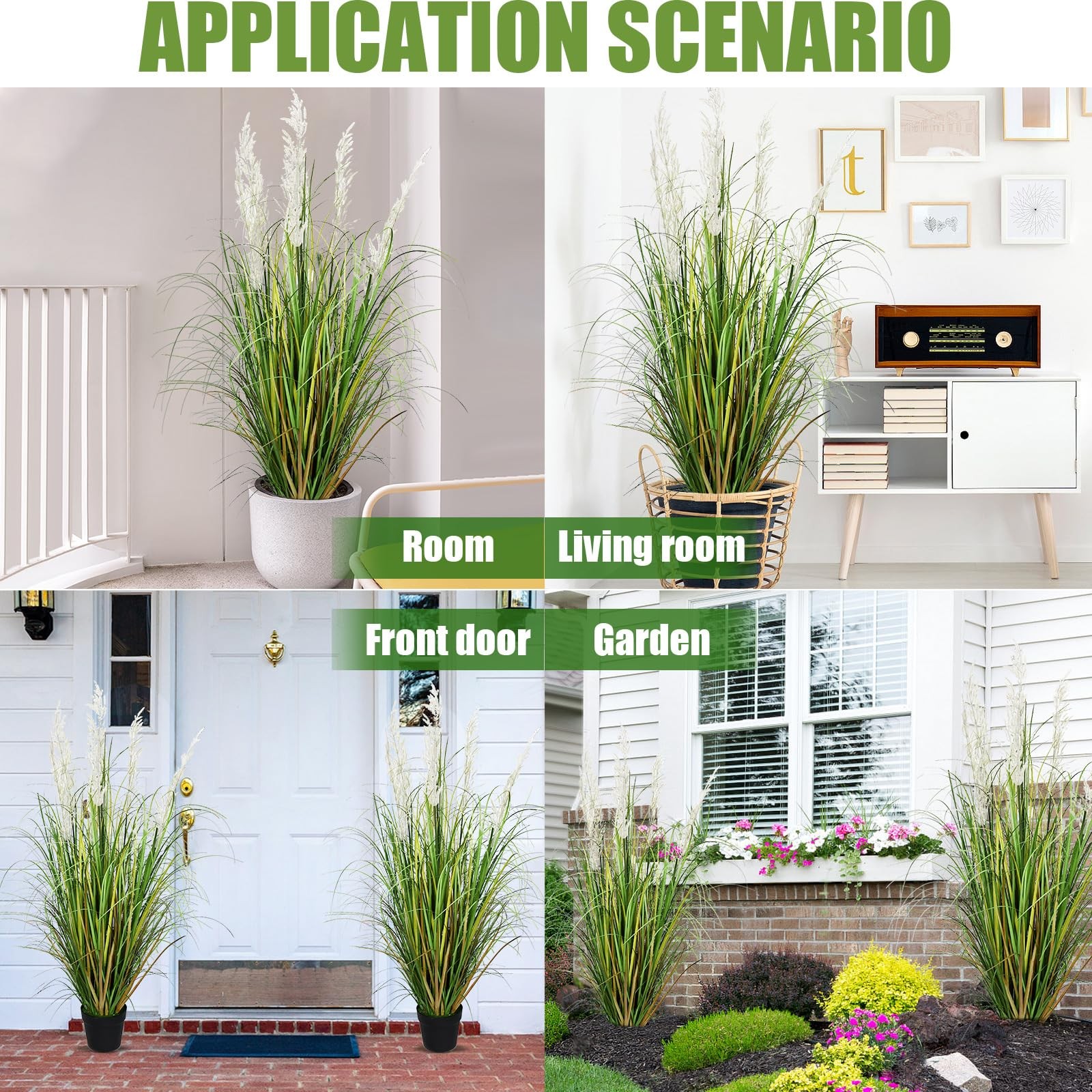 HTVSHEE 47in Tall Artificial Pampas Grass, 2-Pack Fake Plants for Indoor Outd…