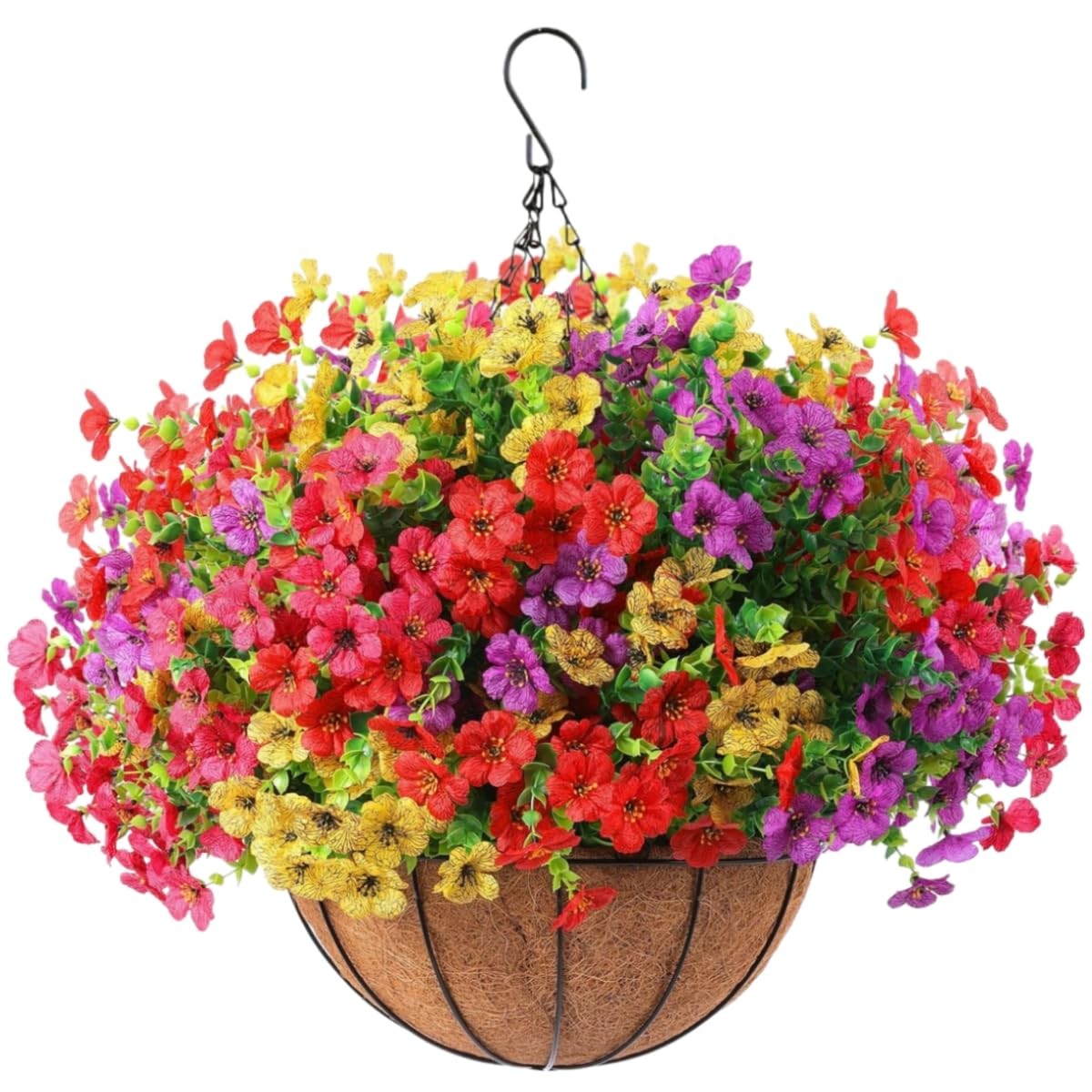 Artificial Flowers Hanging Basket for Outdoor Indoor UV Resistant Silk Flower…