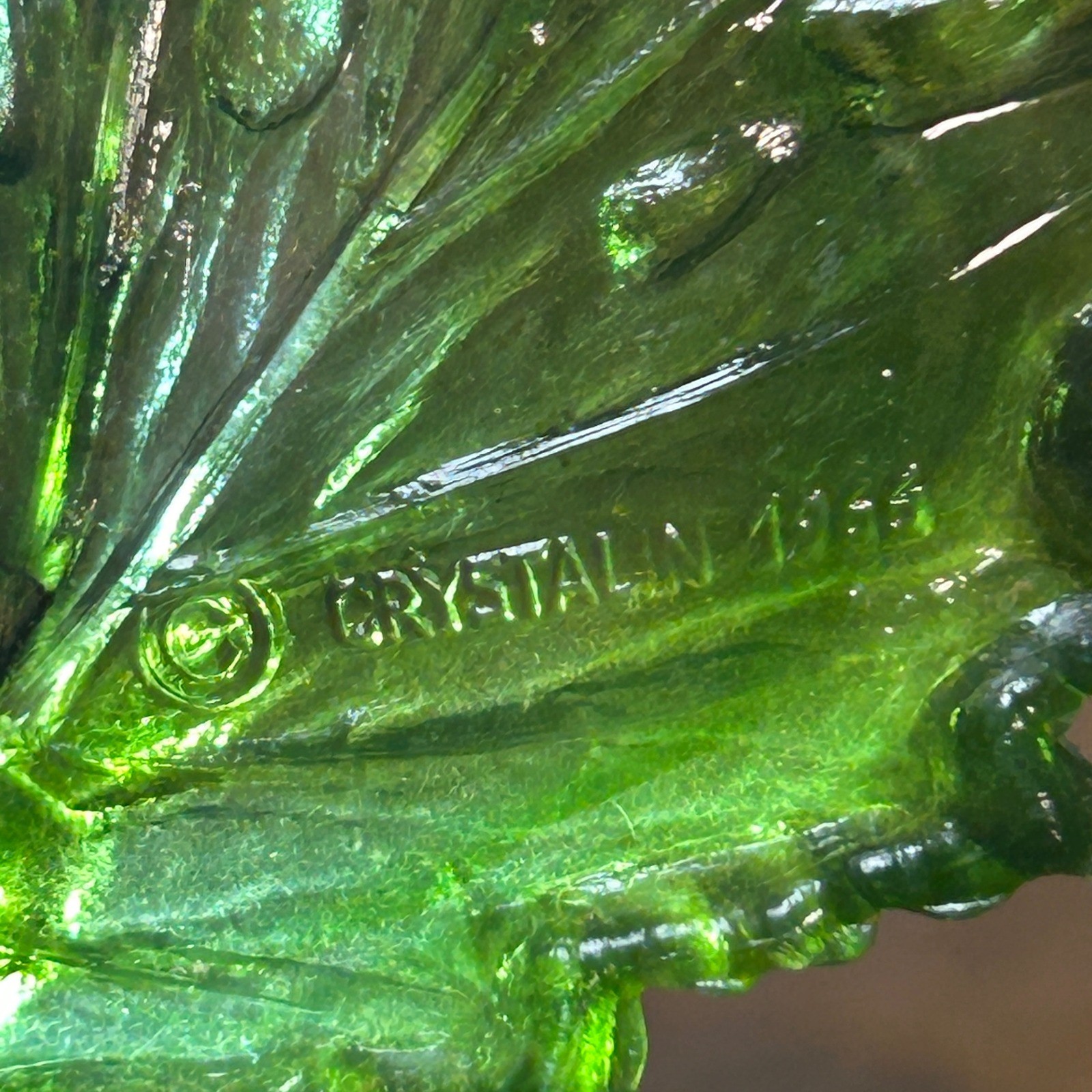 Crystalin 1966 Vintage Lucite Resin Flower Sculpture Olive Green MCM