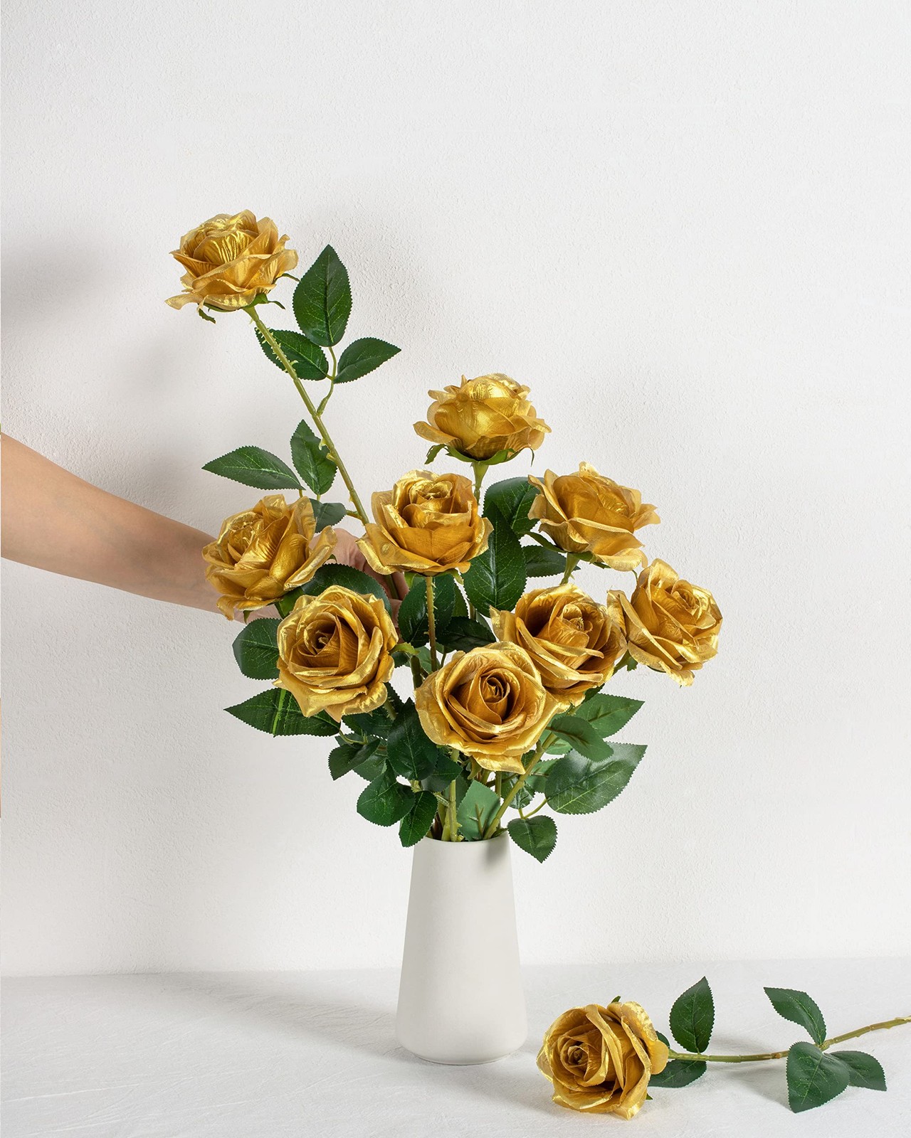 10pcs Silk Roses Artificial Flowers Fake Rose for Arrangement Wedding Party H…