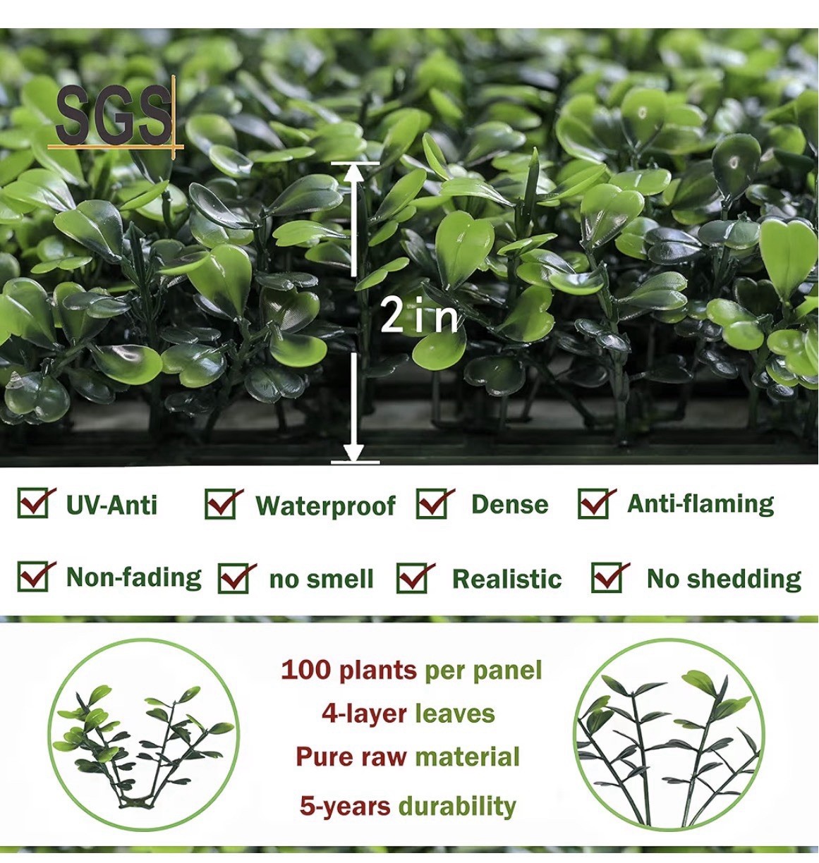 12PCS 10”×10” Boxwood Panels, Artificial Grass Wall Panels Greenery Backdrop