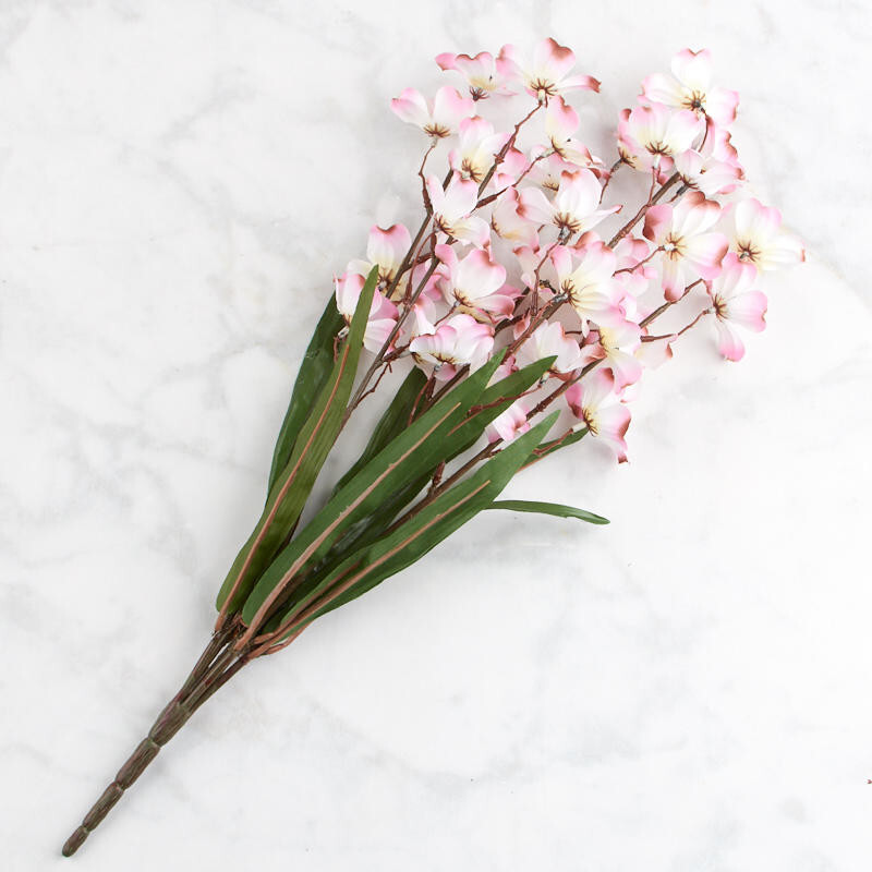 Set of 2 Cream and Pink Artificial Dogwood 22″ Bushes