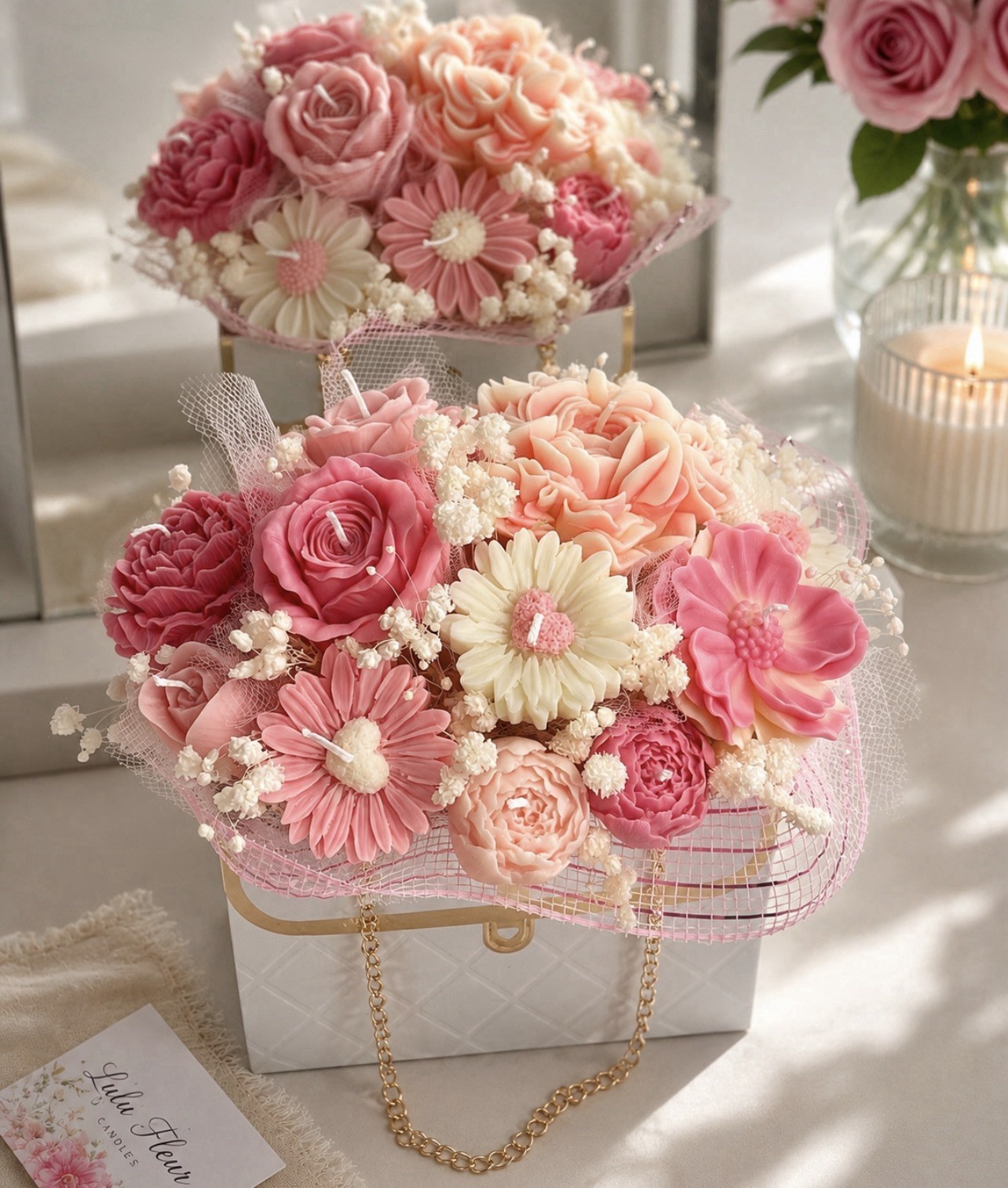 Handmade floral candles