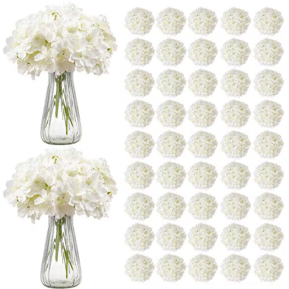 9.8 In. White Faux Bridal Shower with Stems, Artificial Flowers, 105 Pcs Real Lo