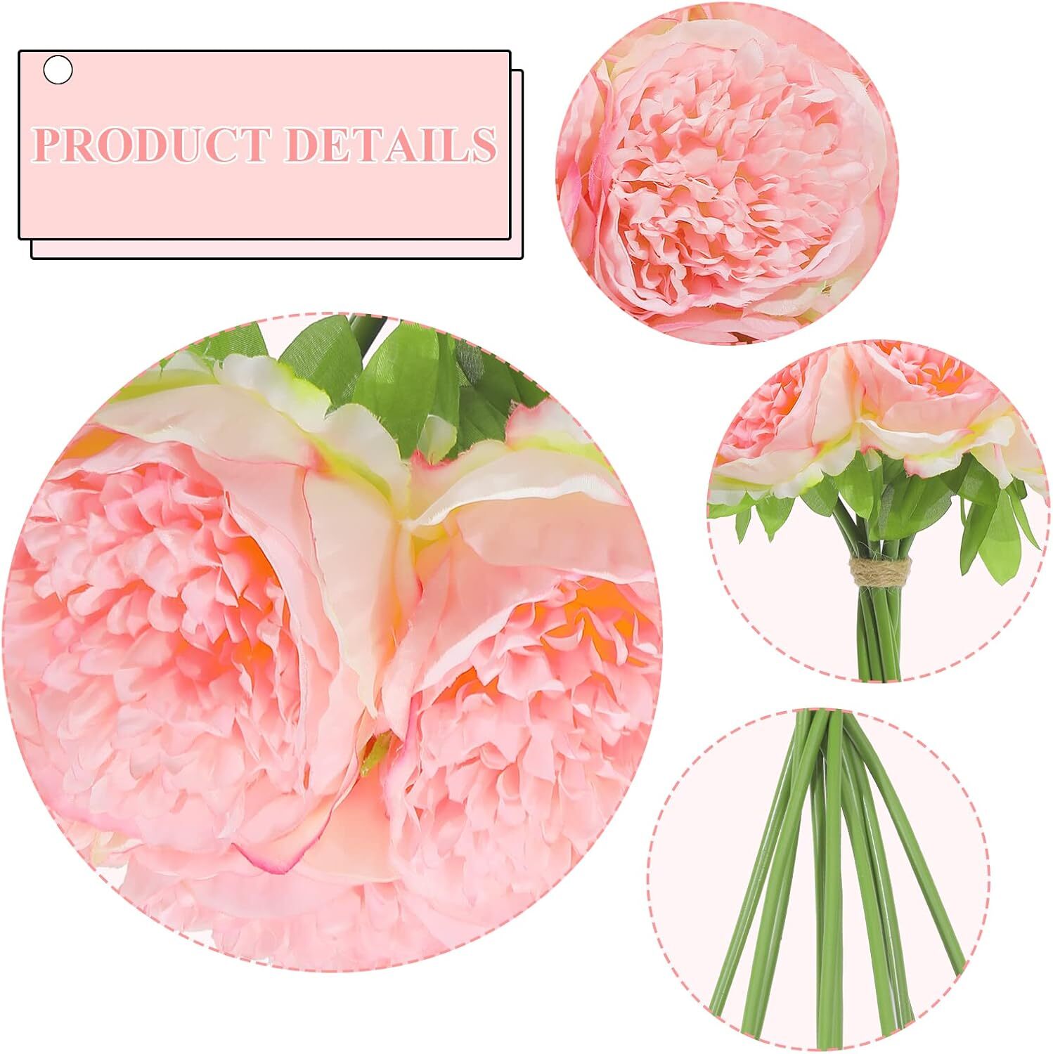 2 bunches of 10 artificial peony silk flowers Party Decoration (milky white)