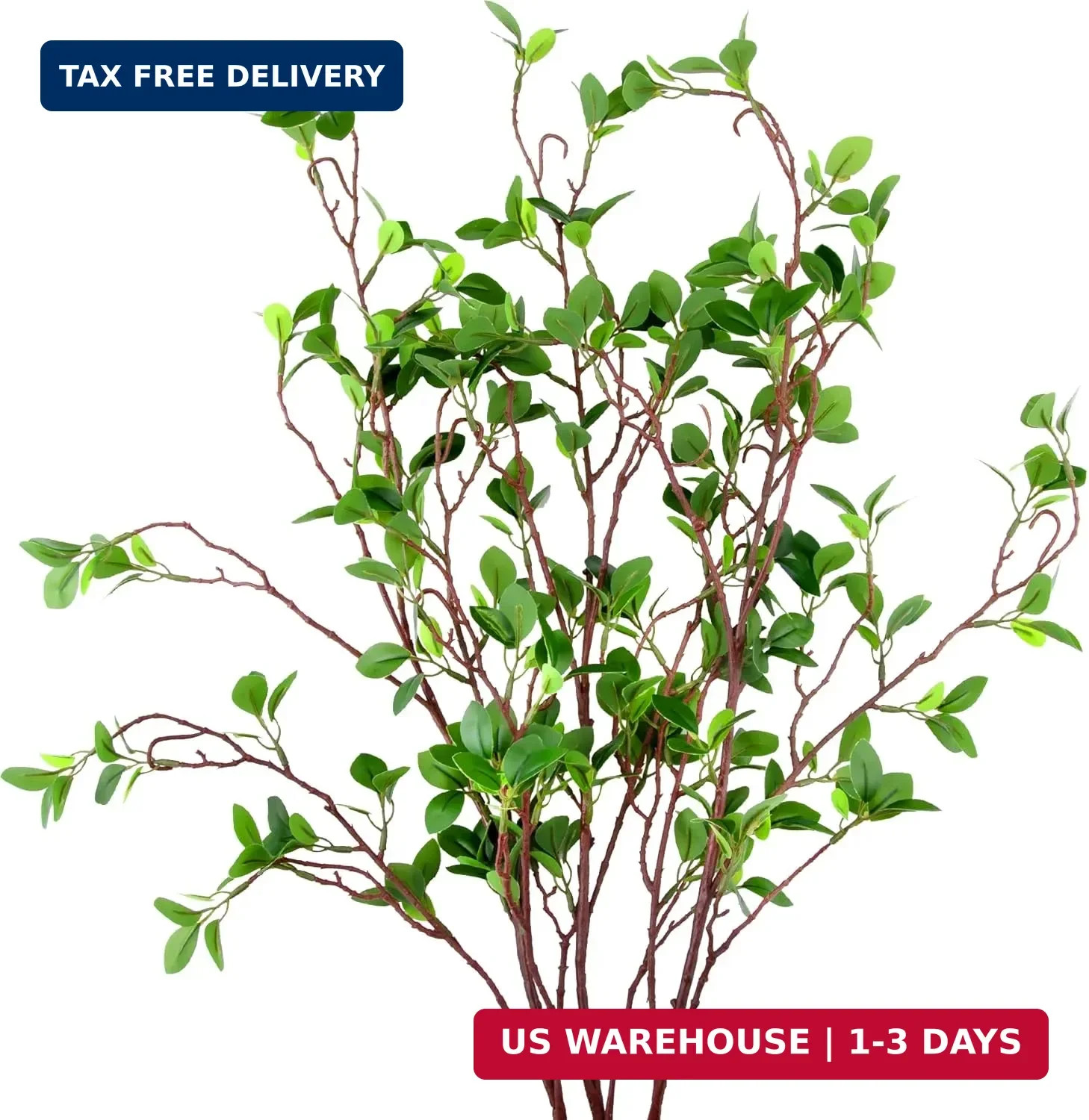 45 Artificial Ficus Branches 3 Piece Faux Greenery Stems for Home Decor