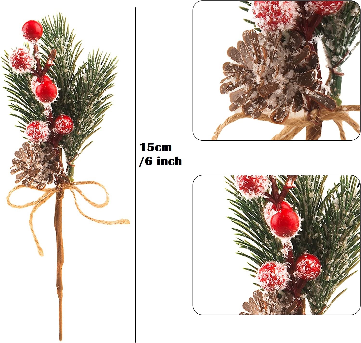 10x Artificial Christmas Floral Picks Red Fake Berry Picks Stems Ornament 6inch