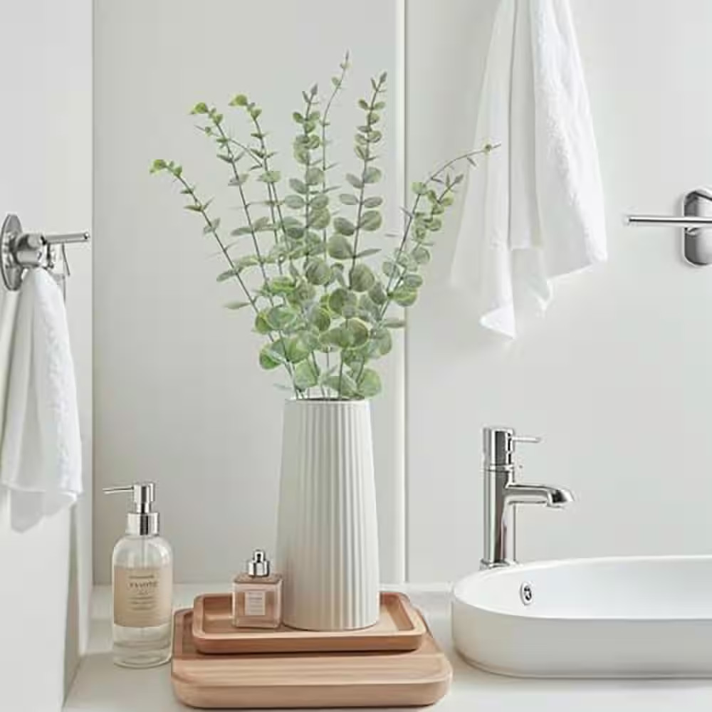 Artificial Eucalyptus Leaves Stems 14.5 In. Greenery Plant Branch Home Office We