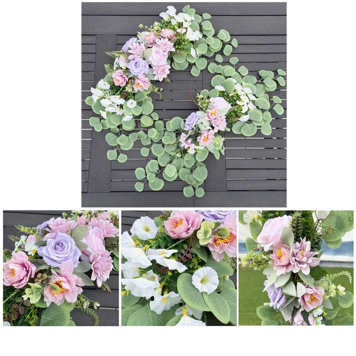 Wedding Arch Flowers Artificial Rose Dalia Floral Greenery Set of 2 PCS