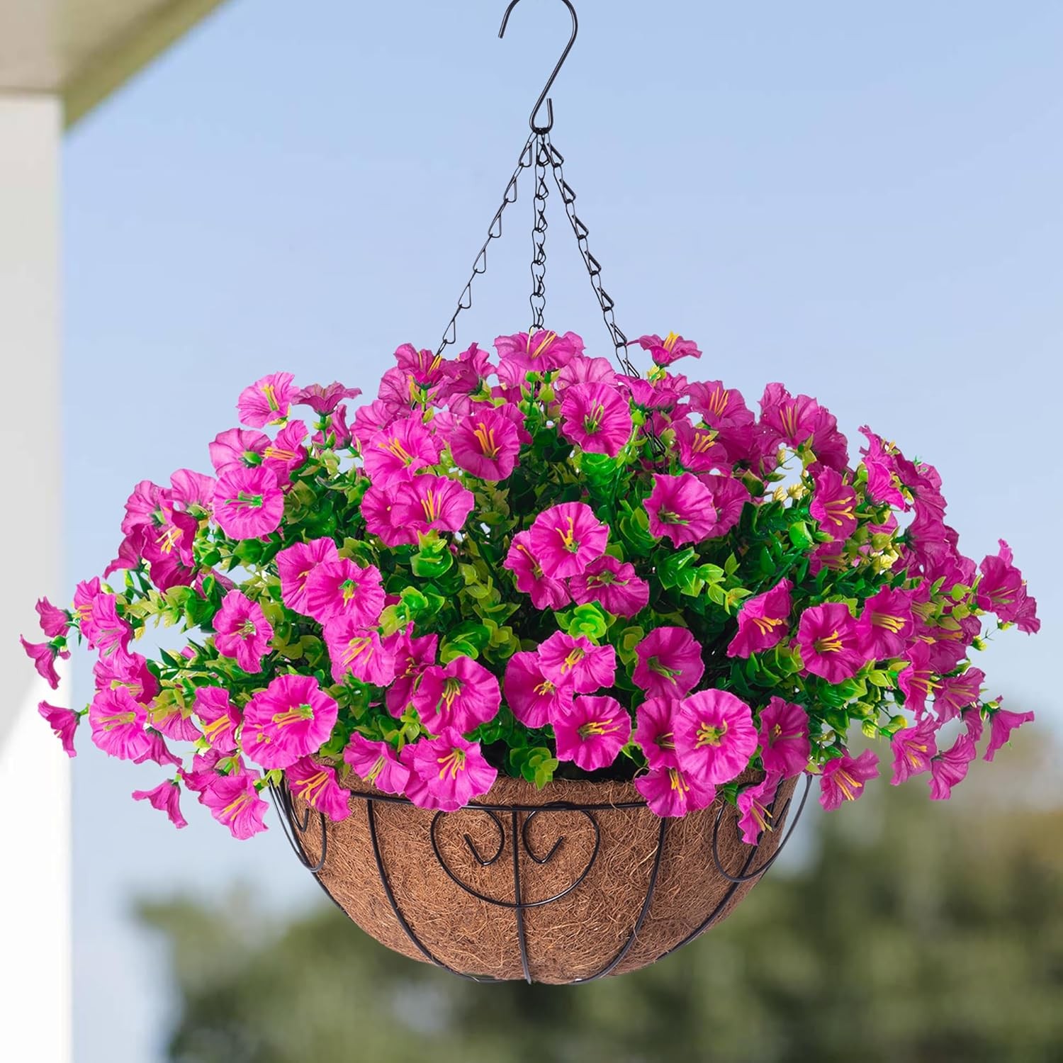 Fake Hanging Flowers Plants Baskets for Outdoor Spring Summer Decoration
