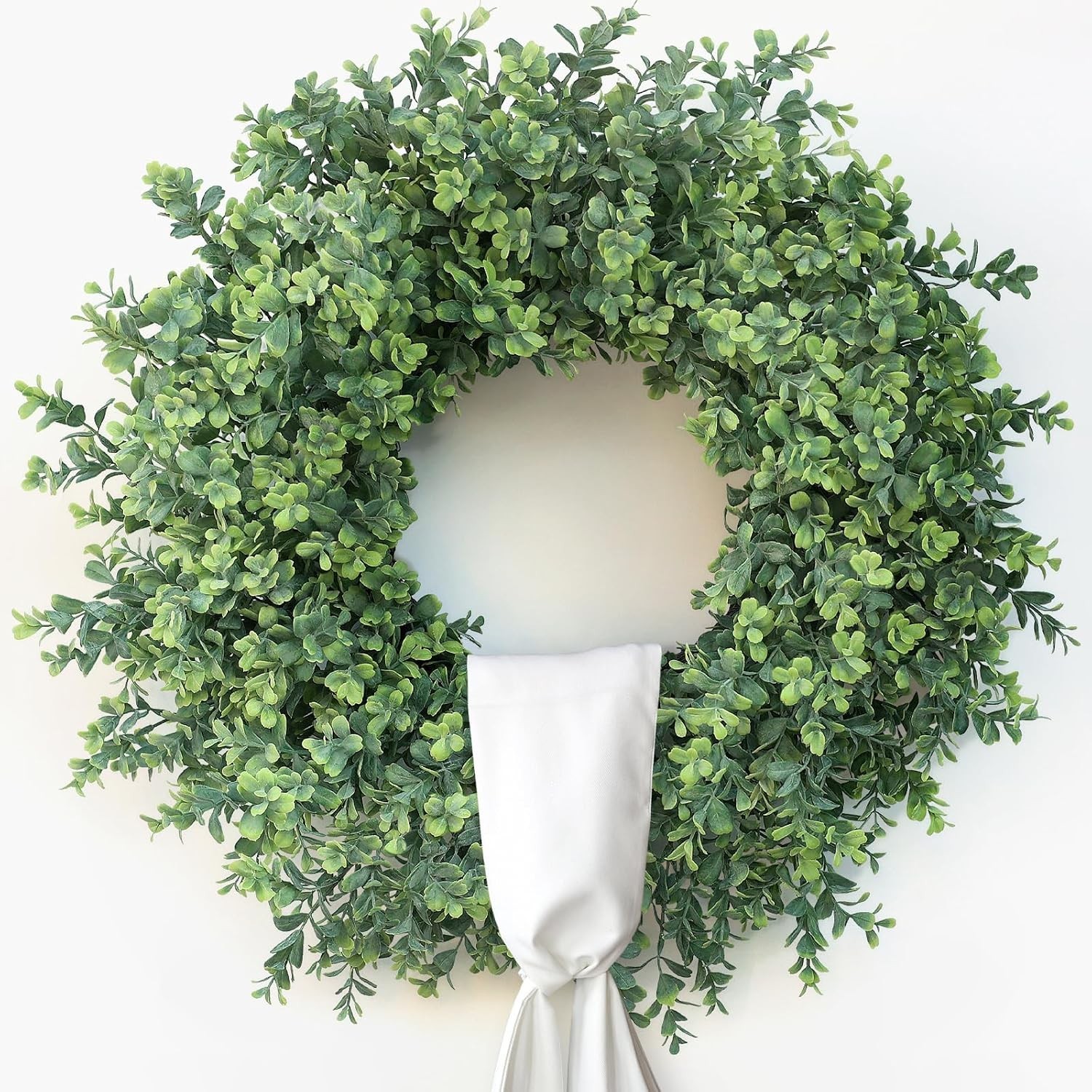 Artificial Boxwood Wreath Front Door Porch Wall Decor Greenery Outdoor Indoor