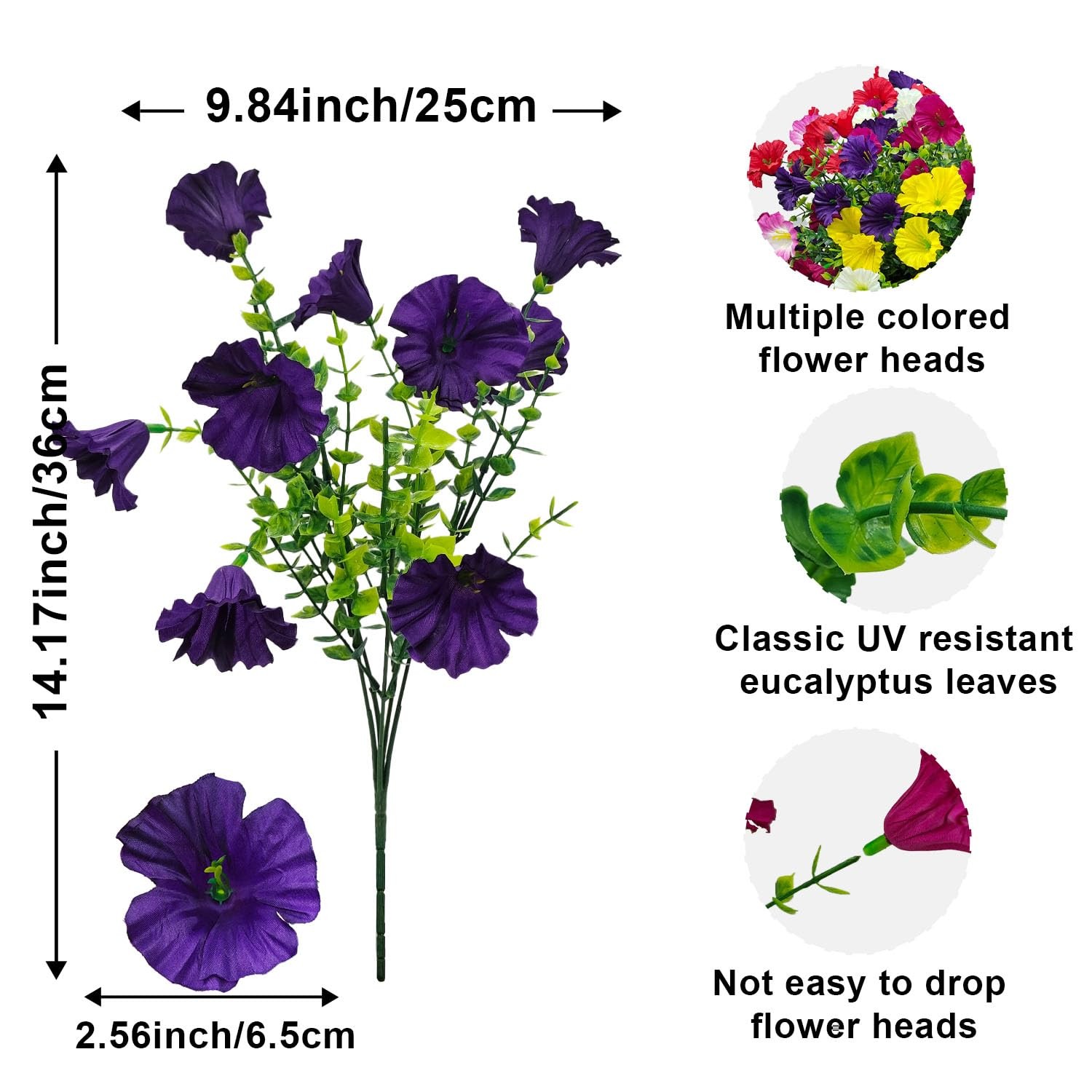 12 Bundles Artificial Flowers for Outdoors UV Resistant Morning Glory Artific…