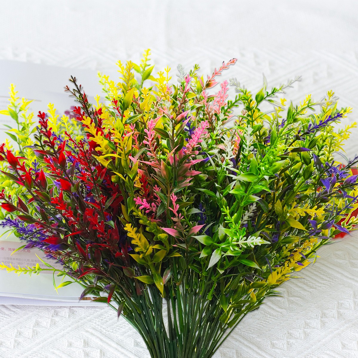 Artificial Plastic Lavender Flowers Fake UV Resistant Shrubs Bouquet In/Outdoor