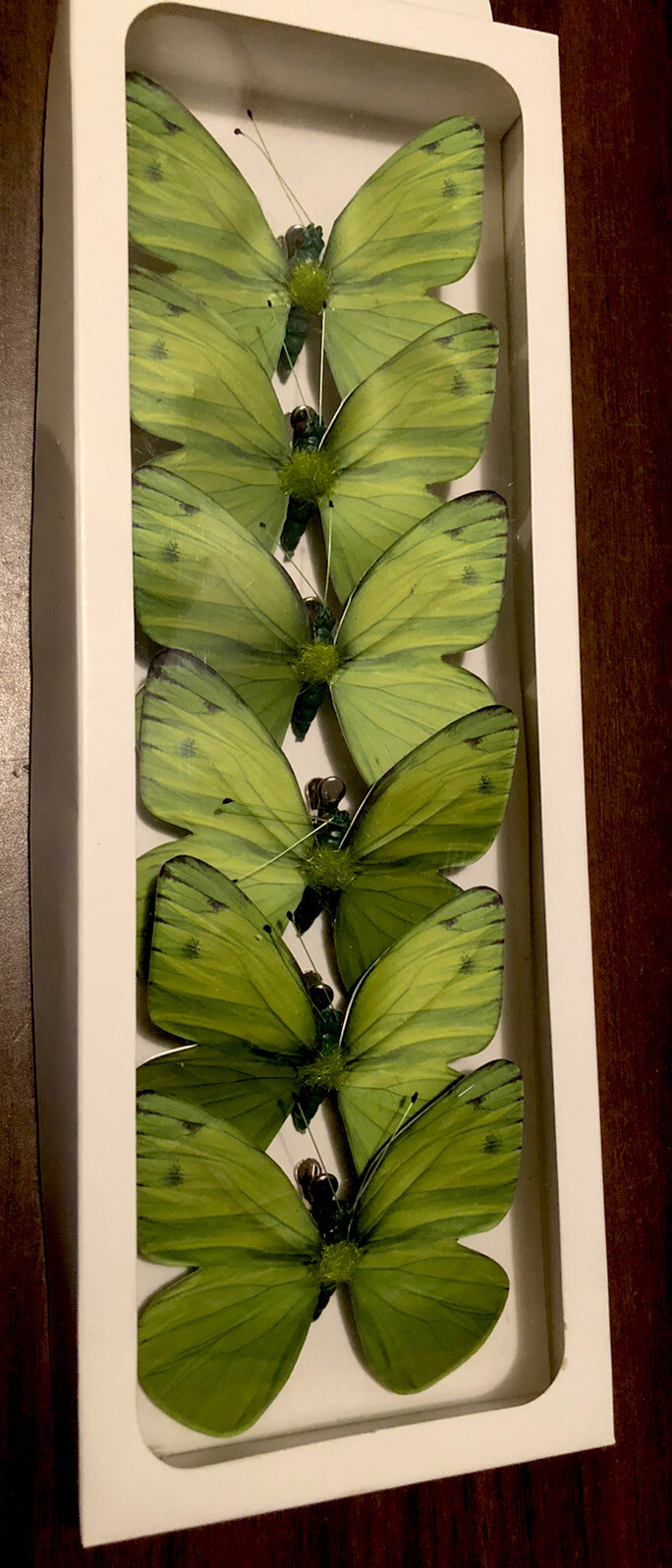 6 BUTTERFLIES 3D PAPER GREEN REALISTIC CLIP ON DECORATIVE FLORAL HOME DECOR