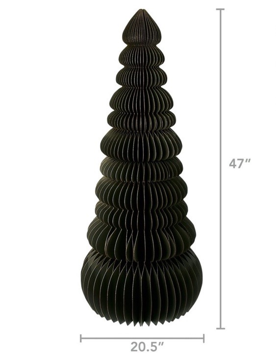 47” Tall Large Christmas Cardboard Tree Honeycomb 3D Green Dark New VTG Style