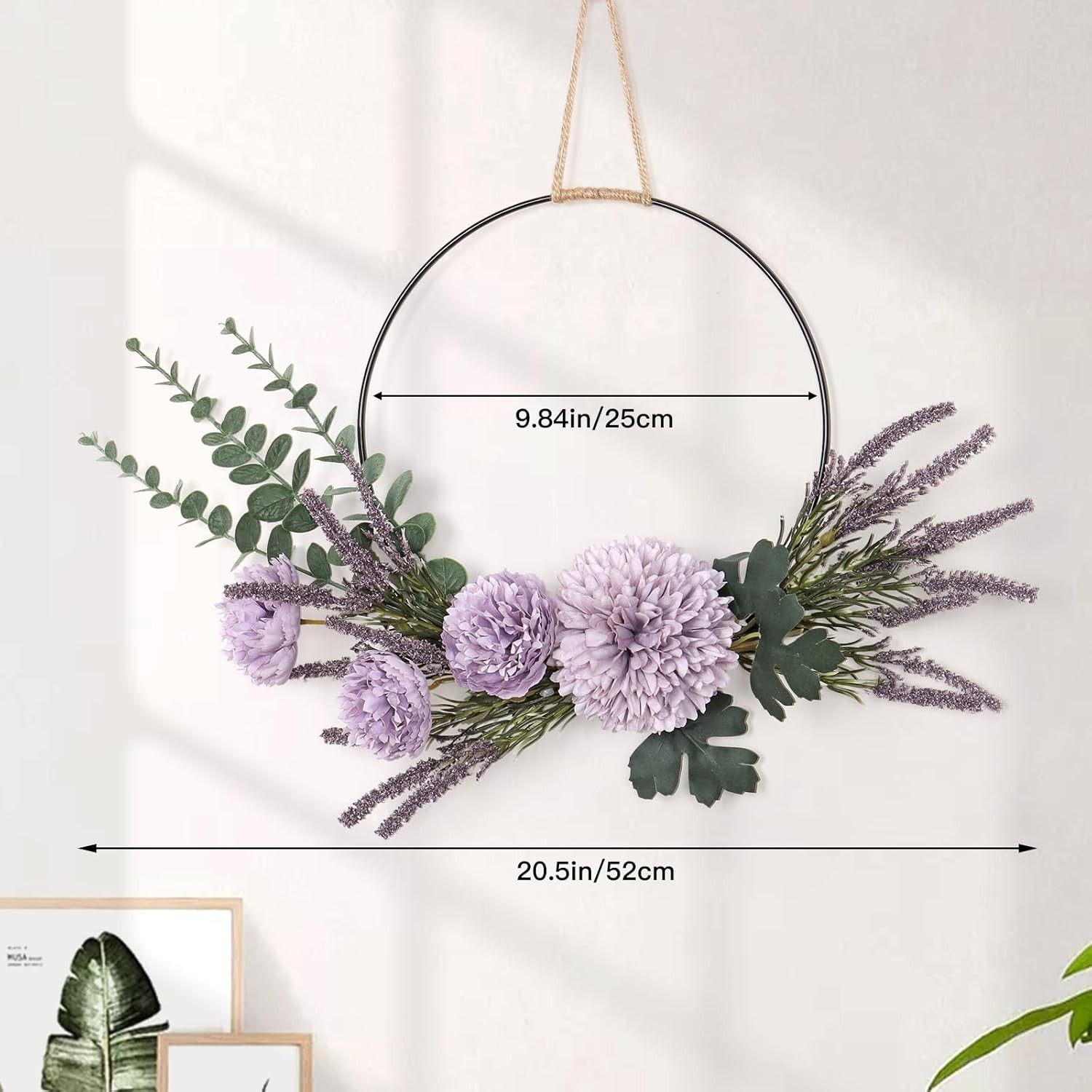 Floral Wreaths Front Door Artificial Purple Ranunculus Lavender Flower Wreath