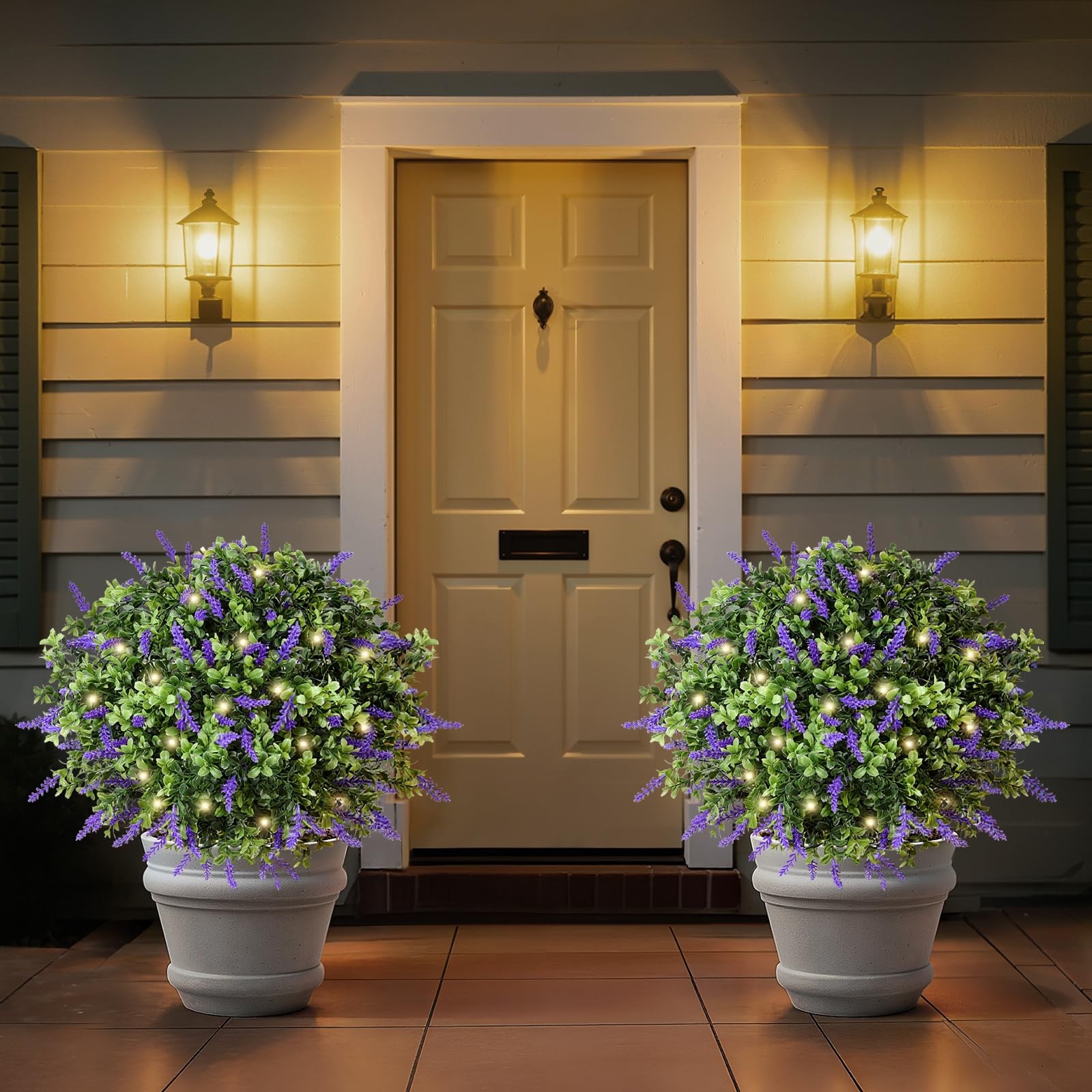 Artificial Lavender Boxwood Topiary Ball with LED Lights, 23.6” Artificial S…