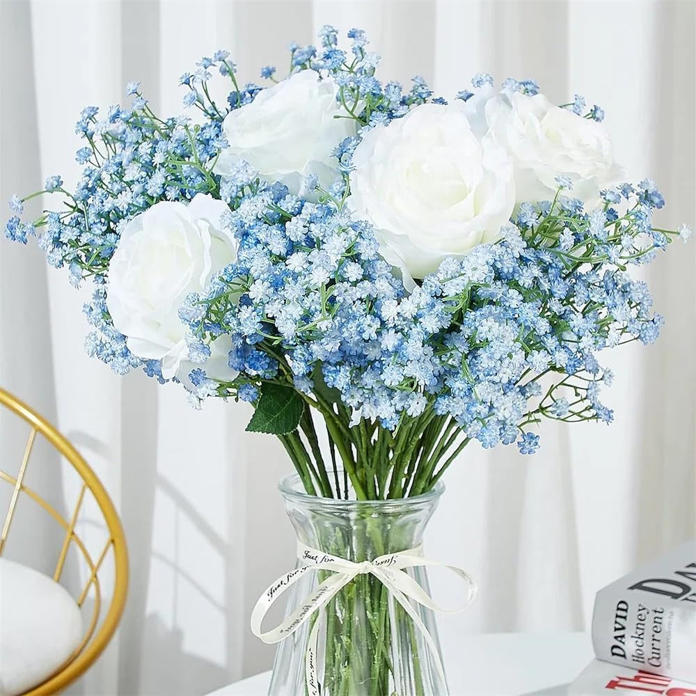 JIFTOK Babys Breath Artificial Flowers, 12 Pcs Fake Flowers Gypsophila Bouquet F