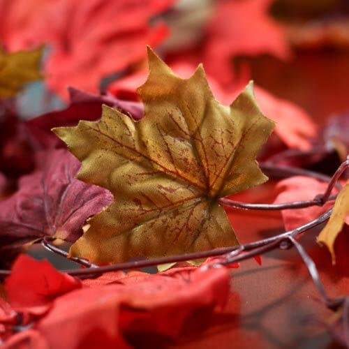 Set of 2 Autumn Artificial Silk Maple Leaf Garlands – 6 Feet, each