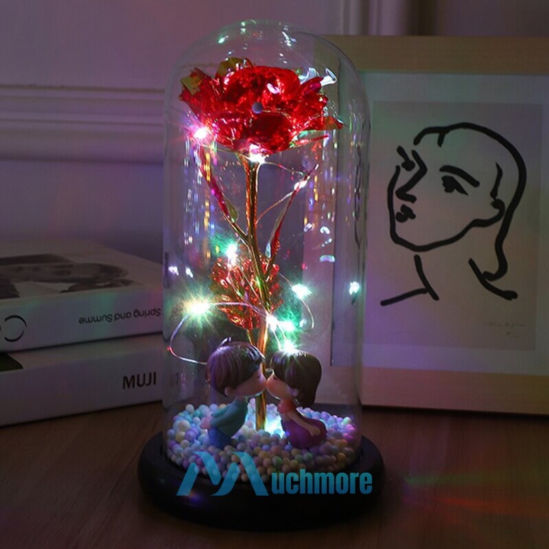 Enchanted Preserved Rose Flower In Dome Glass LED Night Light Anniversaries Gift