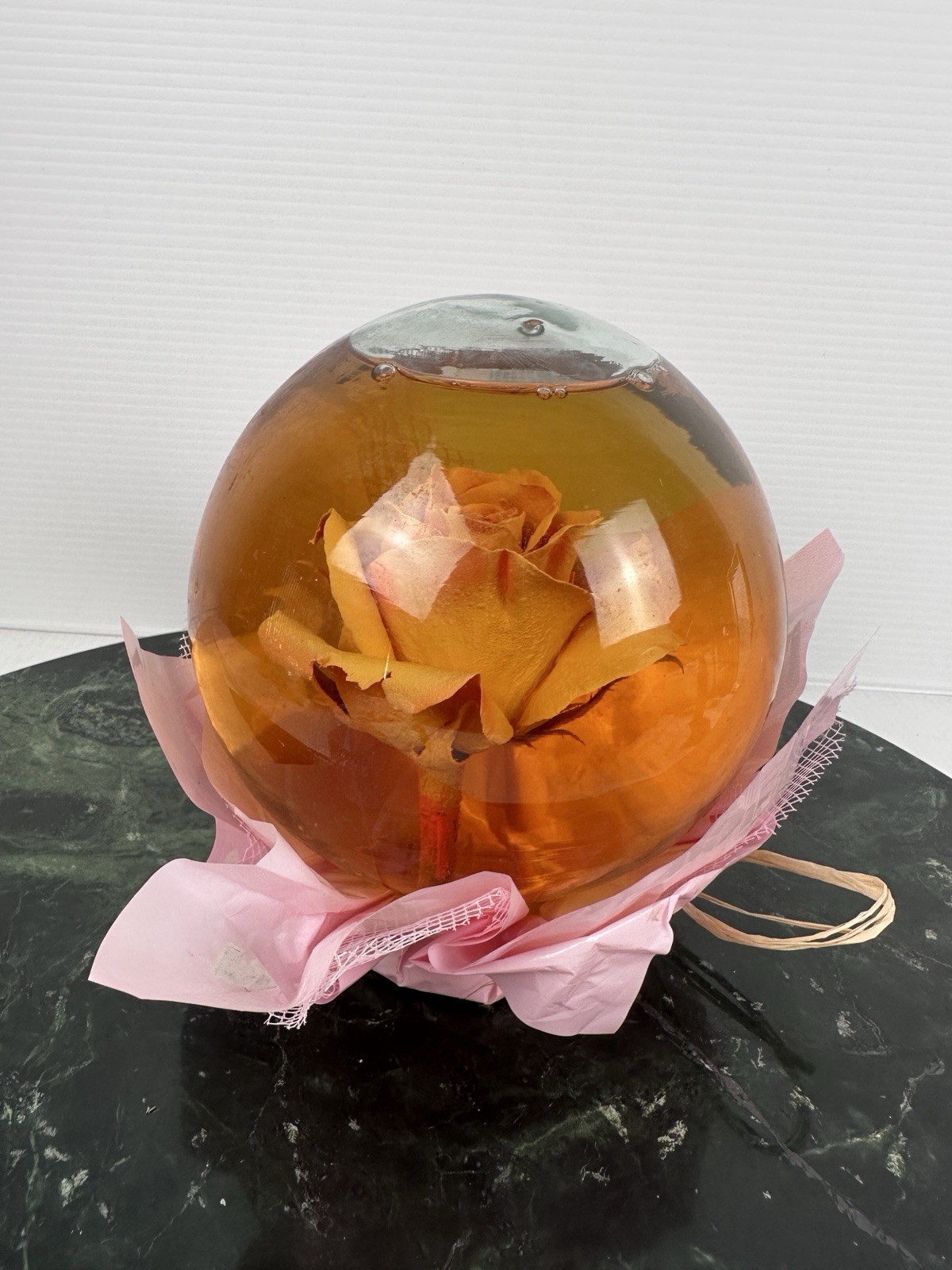 Preserved Rose Glass Dome Water Globe Floral Ornament Decor Flower Display