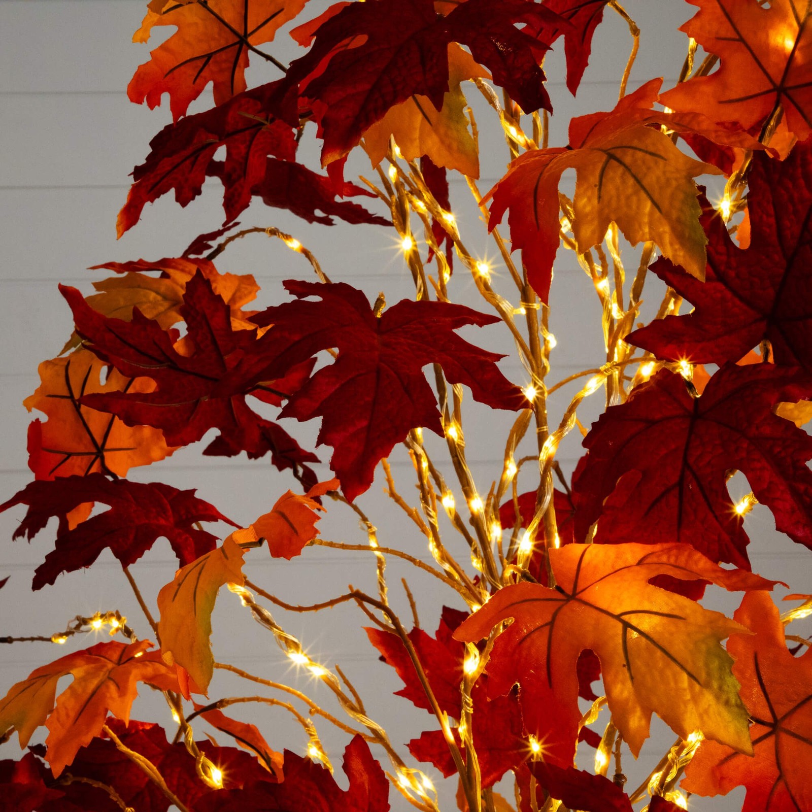 Nearly Natural 7ft Pre-Lit Autumn Weeping Maple Fall Tree w/ 450 Warm White LED