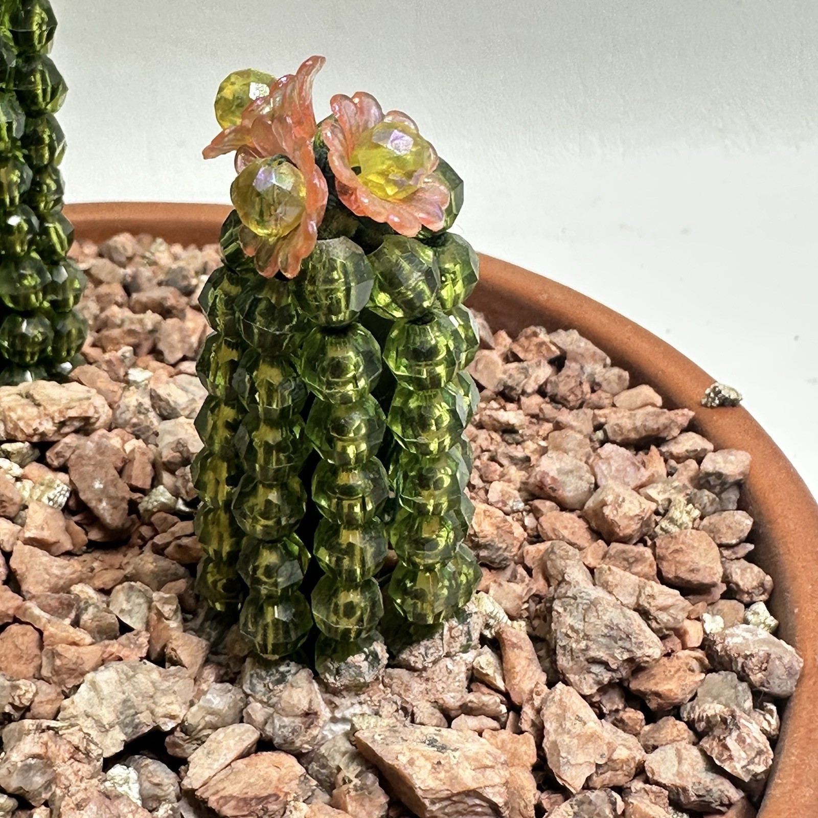 Handmade Beaded Flower Cactus Snake Plant Forever Succulents Terracotta Pot B