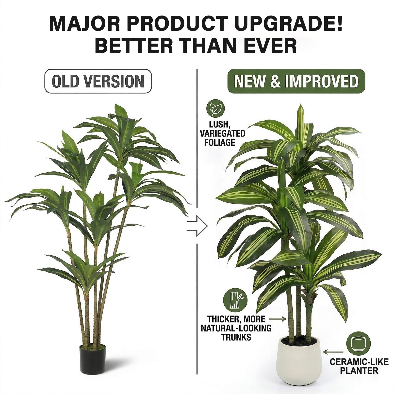 5FT Artificial Tree Dracaena Plant in Decorative Pot-Realistic Fake Plant for…