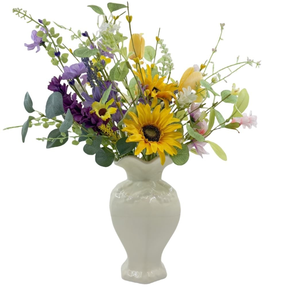 Artificial Wildflowers Bouquet, 8 Bundles Fake Silk Daisy Flowers Arragement,…