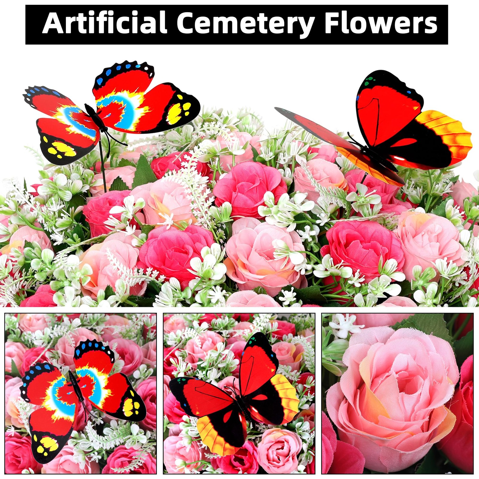 Artificial Cemetery Flowers for Grave,Large Headstone Flower Saddle Realistic…