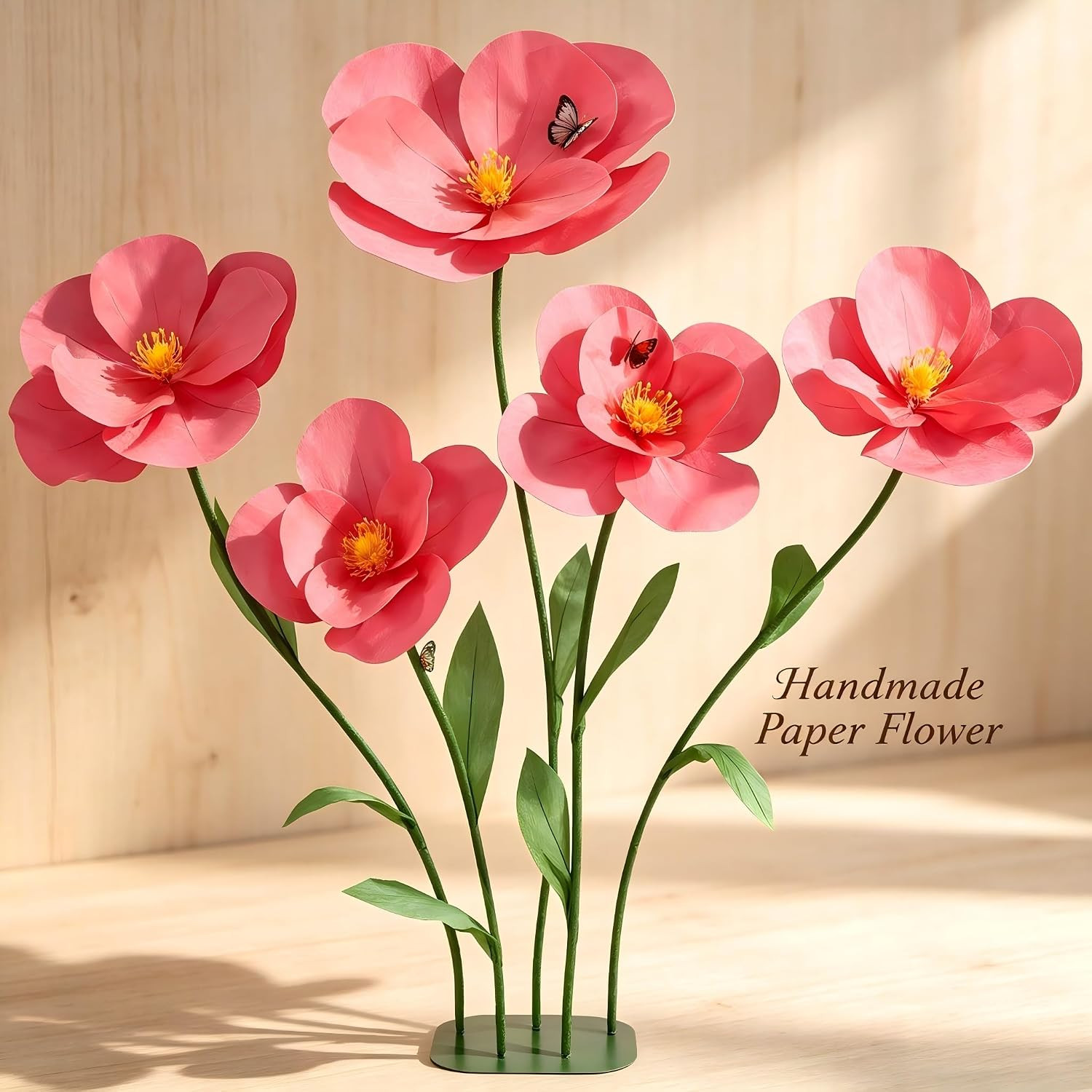 5 PCS Giant Flowers for Decoration with Stand 5.9 Ft Large Artificial Poppy | Ha