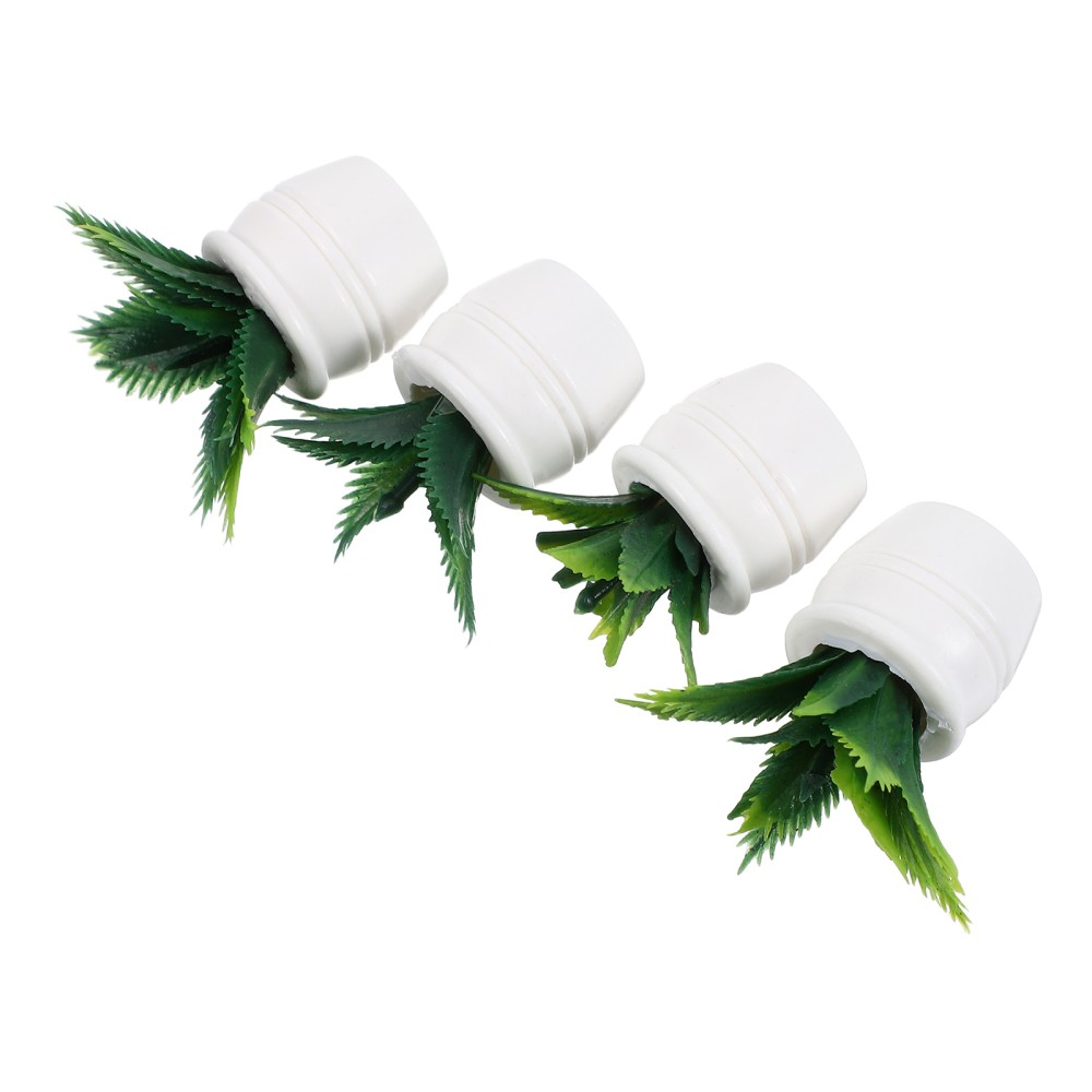 4 Pcs Dollhouse Simulation Potted Plant Mini Fake Plants Miniature Accessories