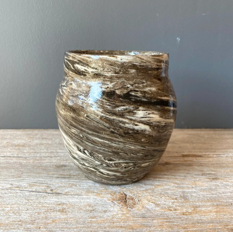 Grey Agate Swirl Plant Pot – Cactus Pot