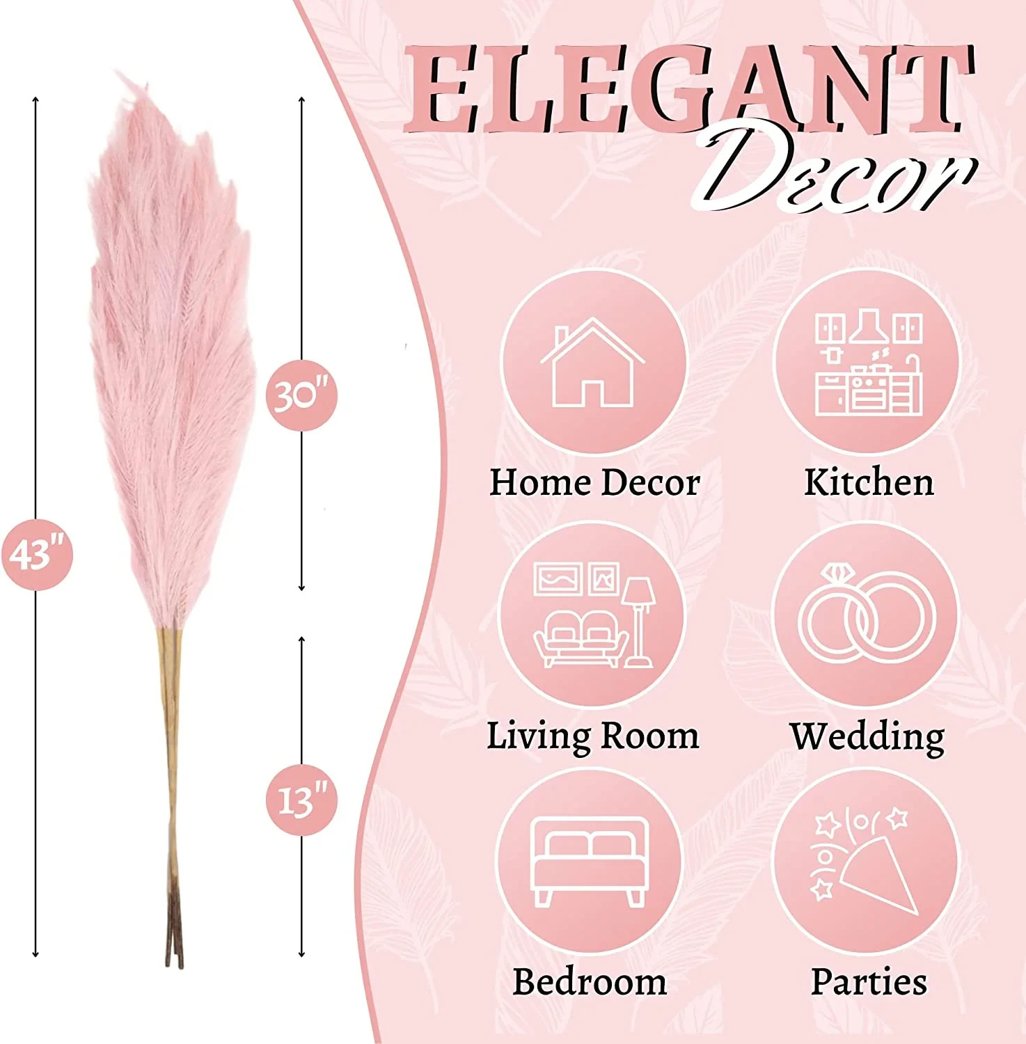 15 stems Pink Pampas Grass 20″-21″