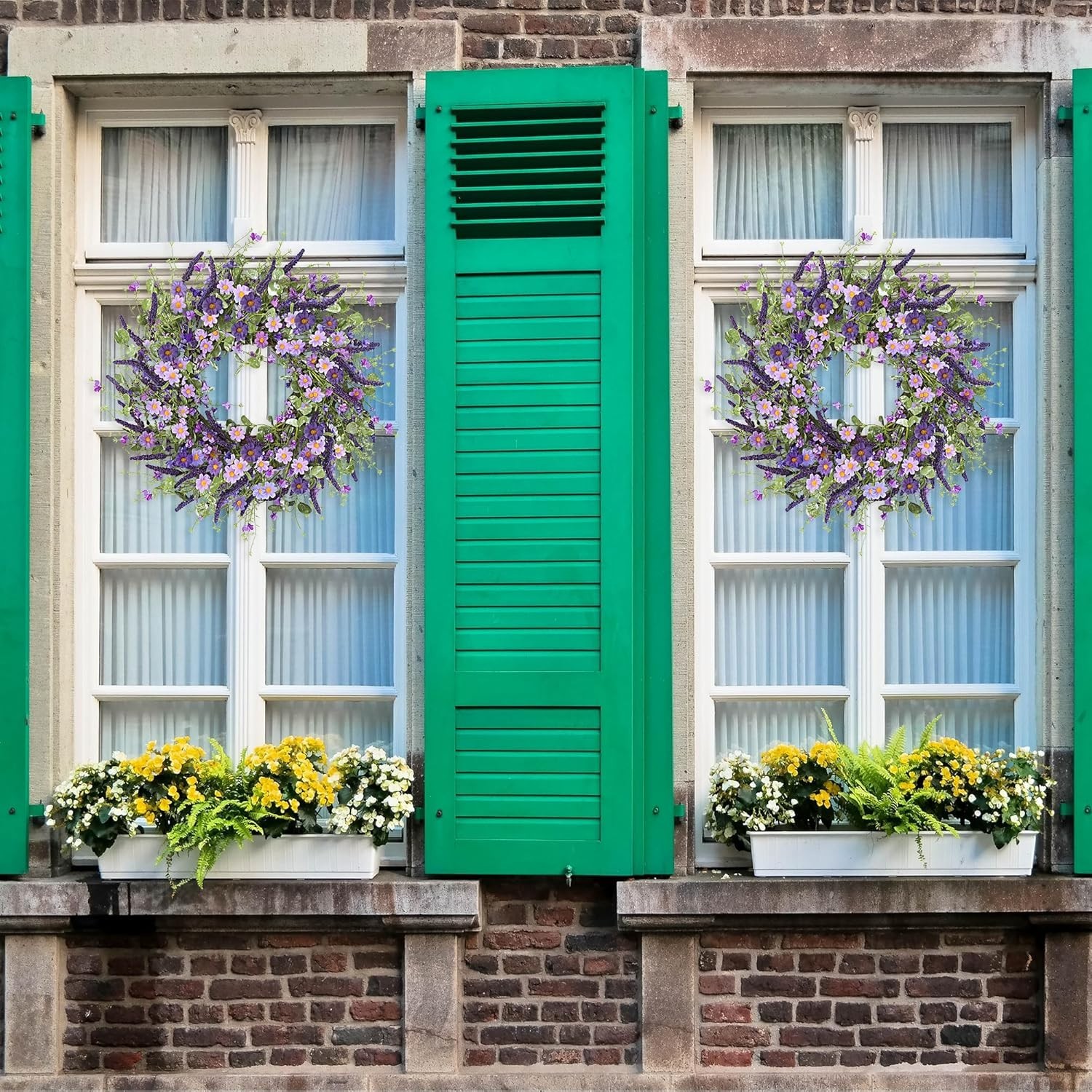 Handmade 24-Inch Purple Daisy and Eucalyptus Wreath – Perfect for All Occasions