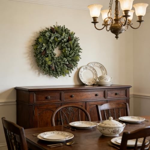 Spring Summer Wreaths for Front Door 19.69″ Artificial Green Boxwood Green-1