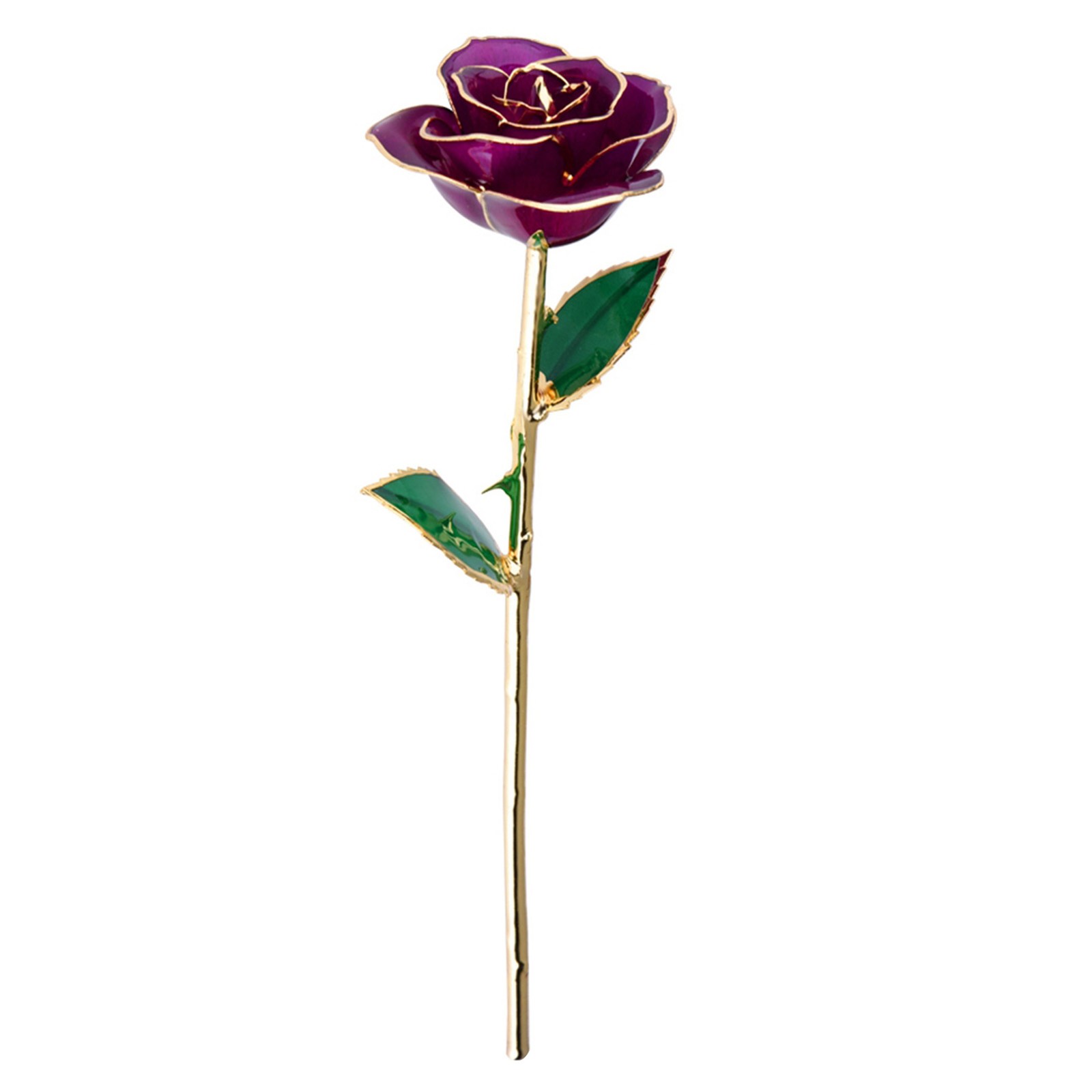 Real Purple Rose 24K Gold Dipped Preserved Flower Gifts With Stand For