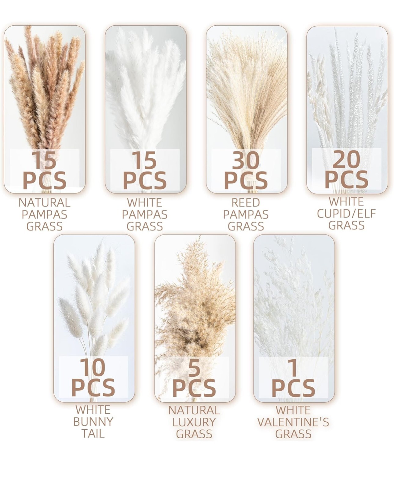 86PCS Natural Dried Pampas Grass Boho Home Decor