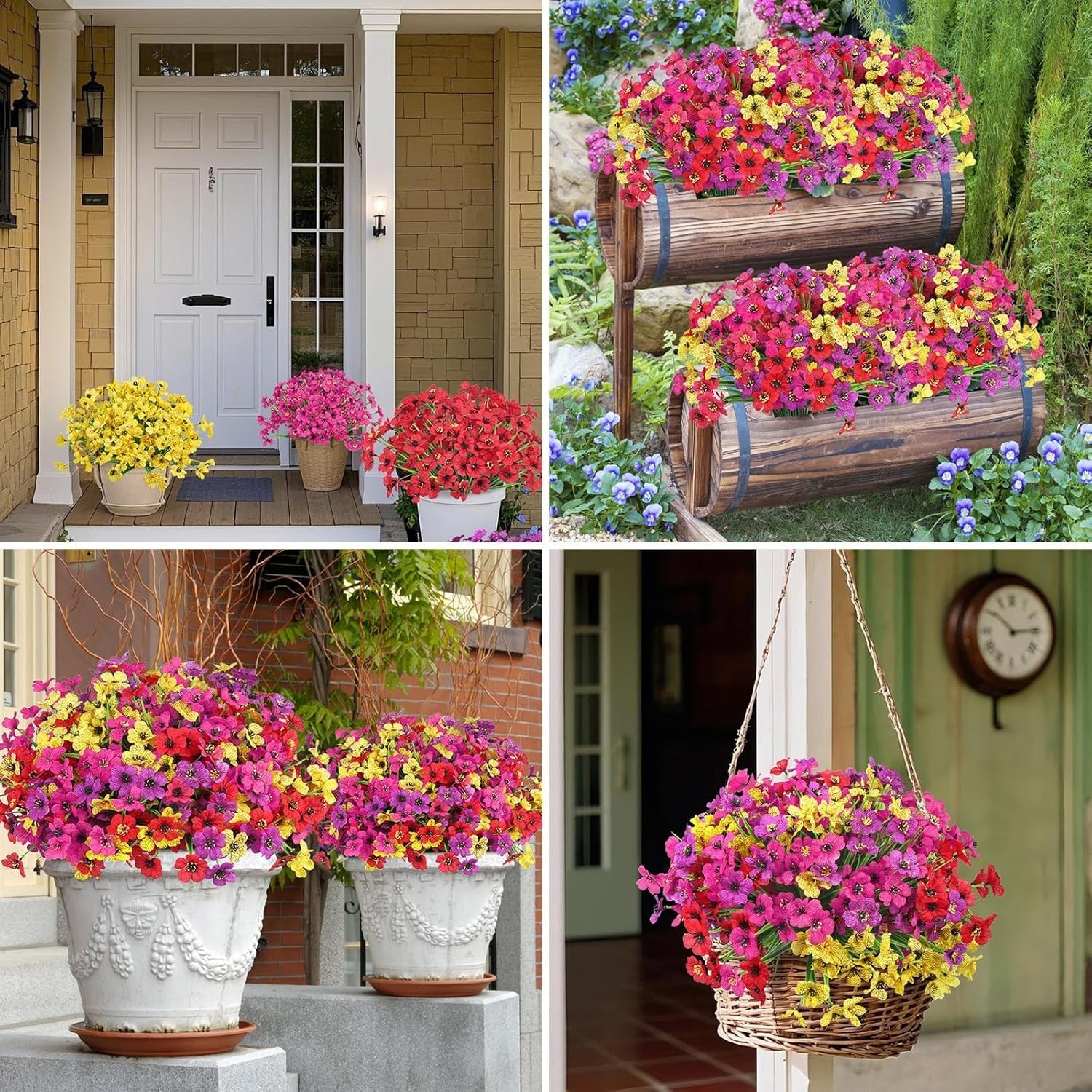 Versatile 12 Bundles of Artificial Flowers for Spring Summer Indoor/Outdoor Use