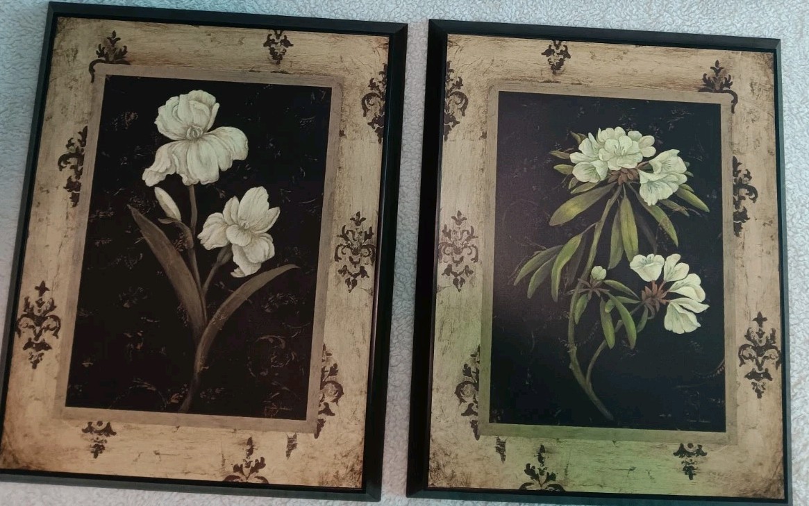 4 Piece Large Wall Art 17″L × 21″H Beautiful Framed Floral Art Work