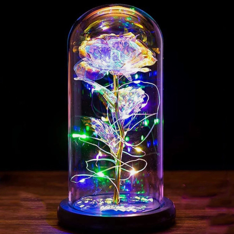 Forever Galaxy Rose In Glass Dome Eternal LED Light Flower Valentine’s Day Gift.